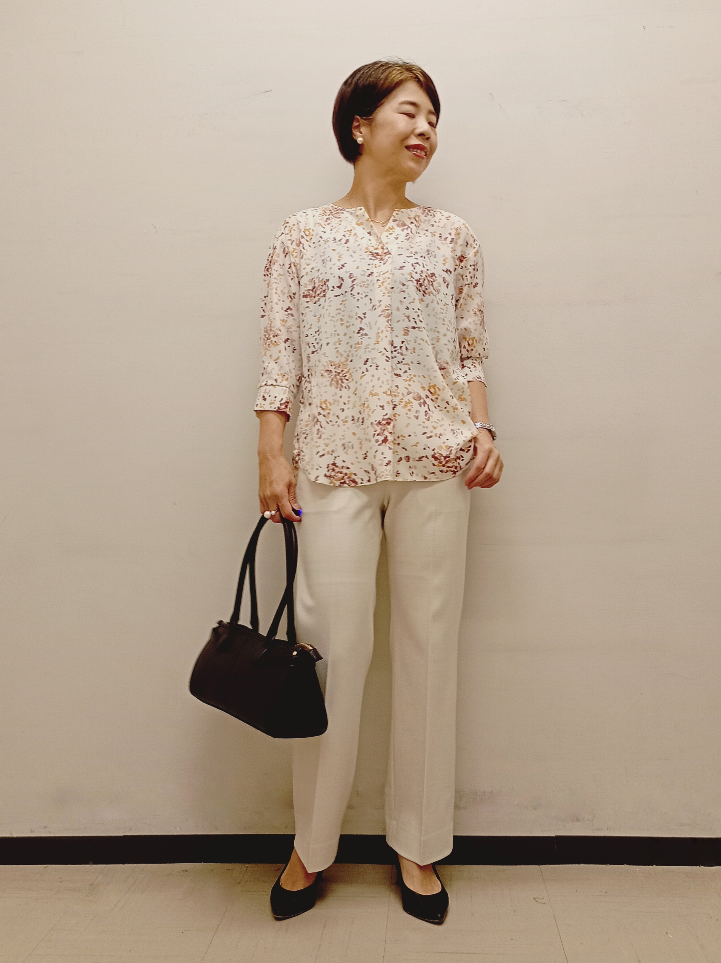 Kさんの「INDIVI｜【6分袖】アートドット柄ブラウス」を使ったコーディネート