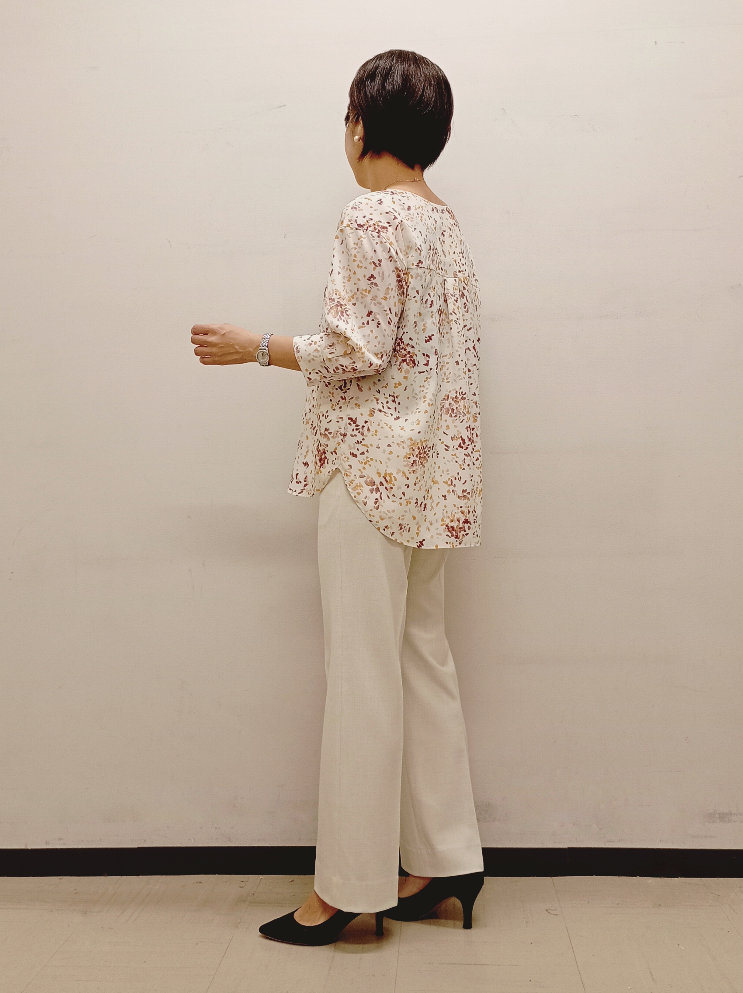 Kさんの「INDIVI｜【6分袖】アートドット柄ブラウス」を使ったコーディネート