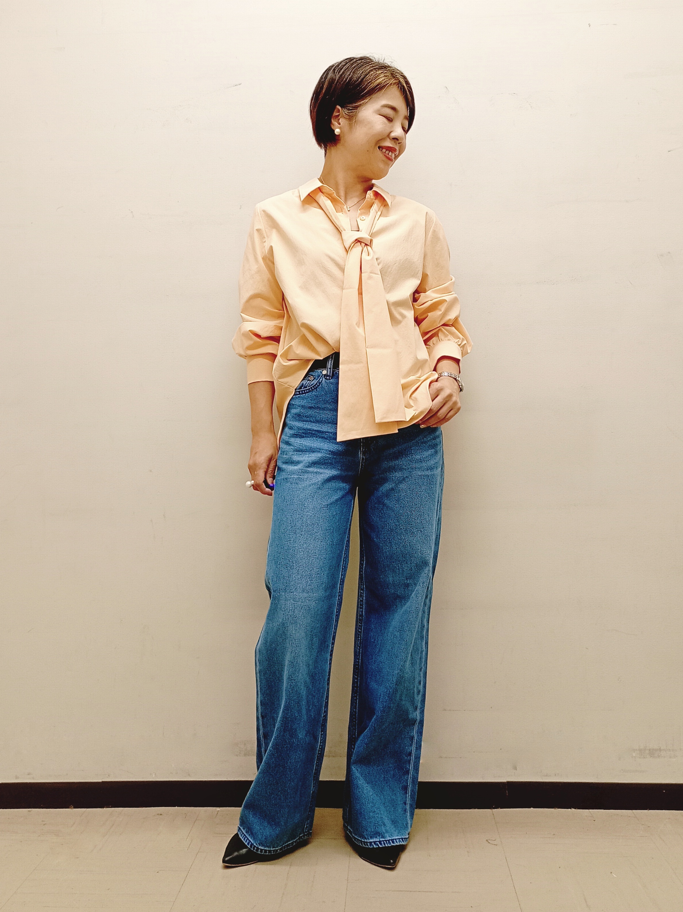 Kさんの「INDIVI｜【ストレッチ◎】取外し可ボウタイシャツ」を使ったコーディネート