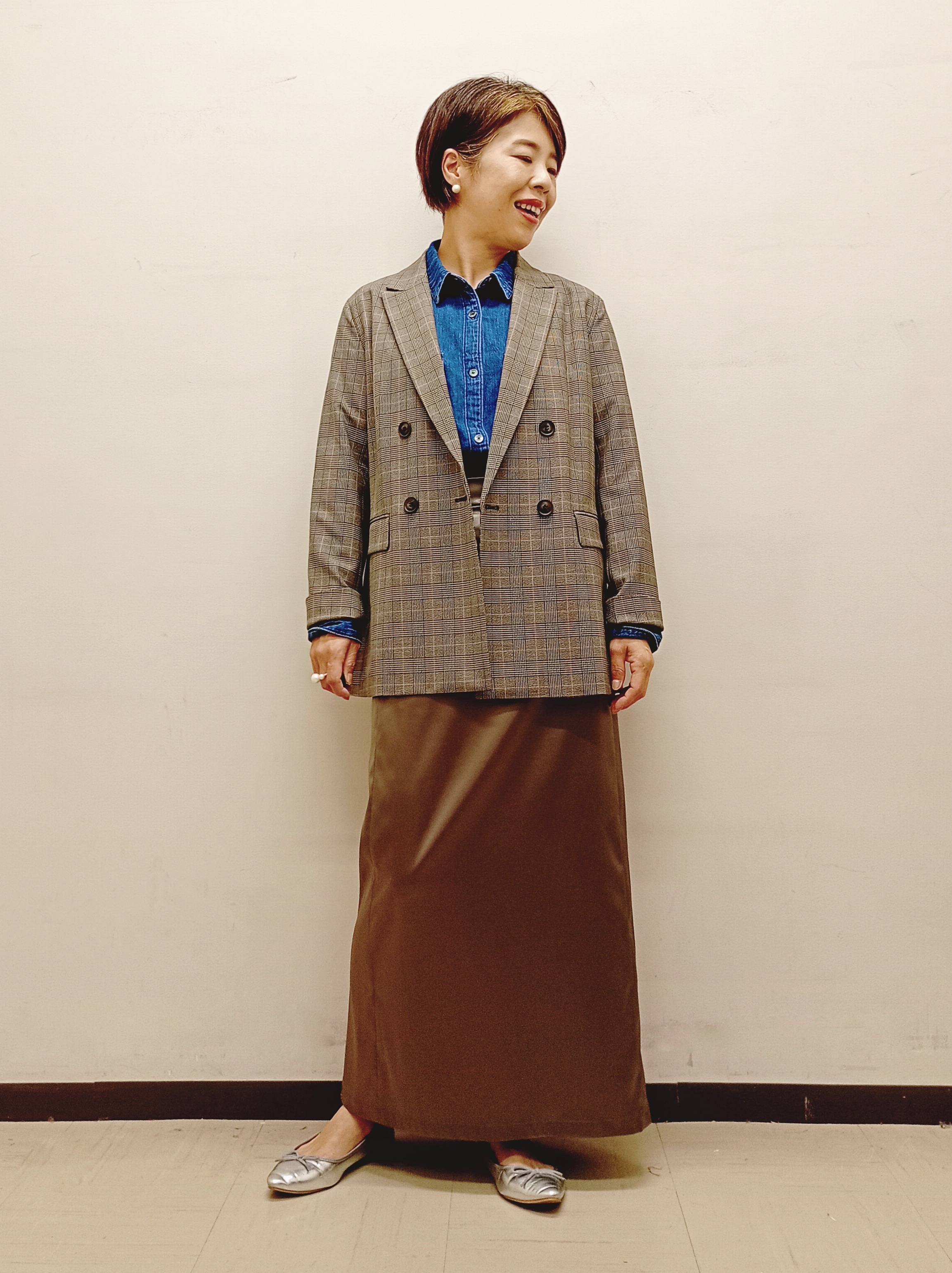 Kさんの「INDIVI｜【洗濯機OK／ストレッチ◎】秋はじめのダブルジャケット」を使ったコーディネート