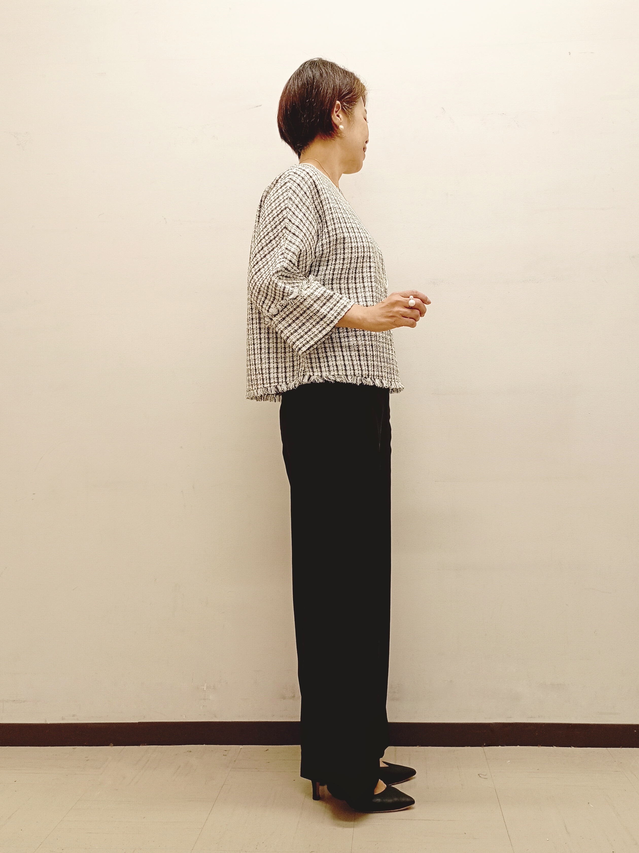Kさんの「INDIVI｜【華やか／1枚でサマになる】上品ツイードブラウス」を使ったコーディネート