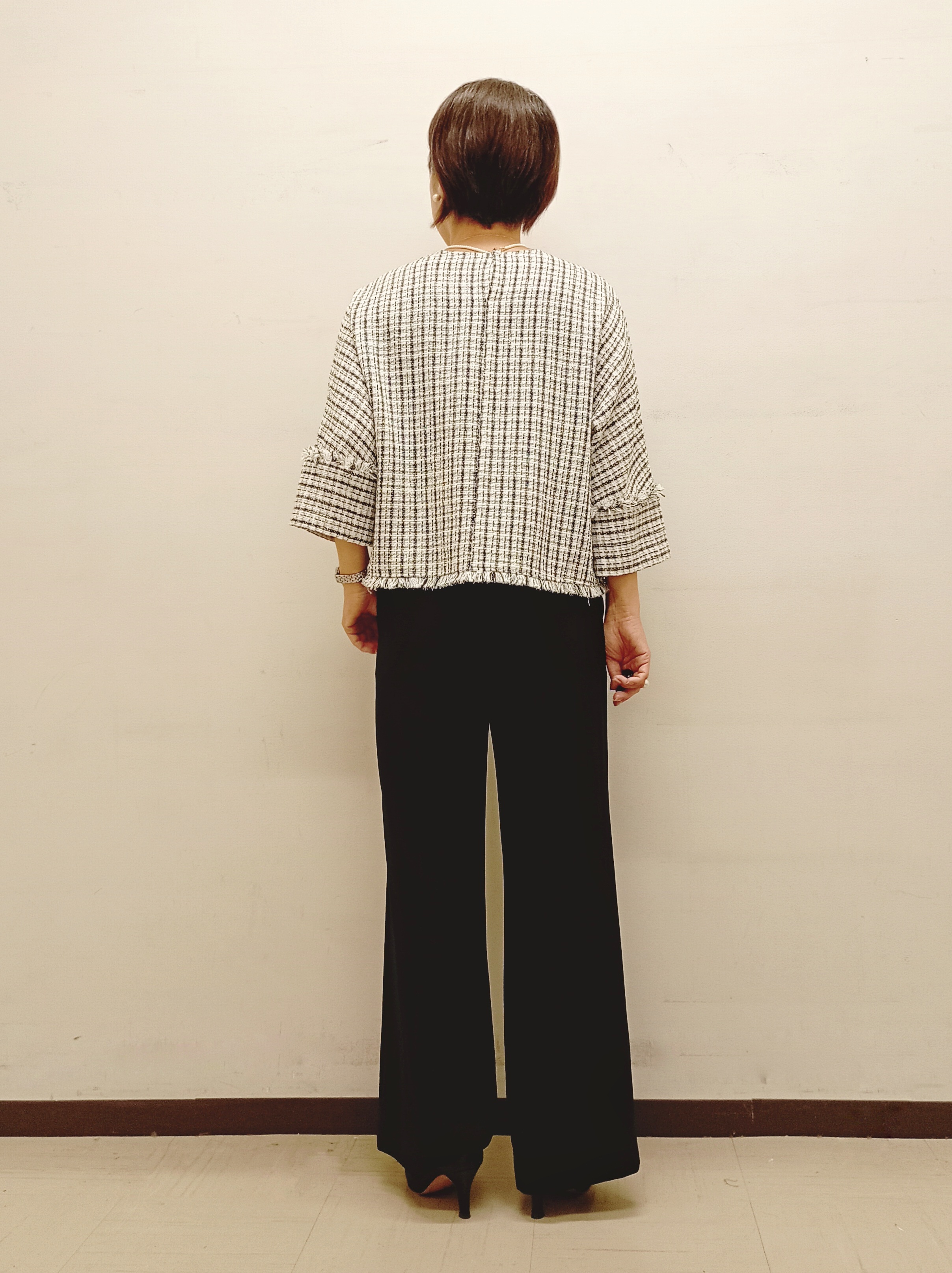 Kさんの「INDIVI｜【華やか／1枚でサマになる】上品ツイードブラウス」を使ったコーディネート