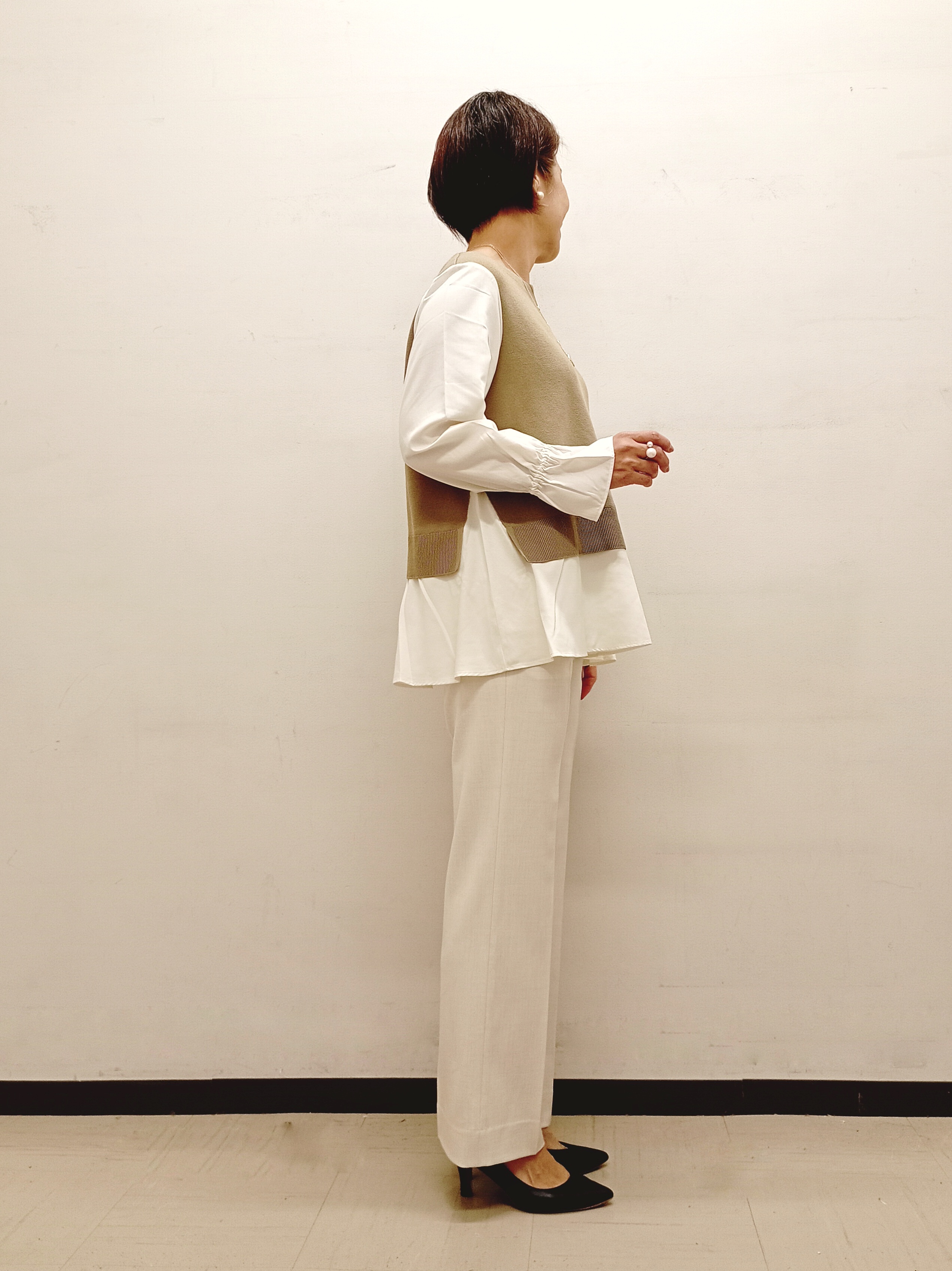 Kさんの「INDIVI｜【洗える／1枚でコーデ完成】重ね着風ニットトップス」を使ったコーディネート