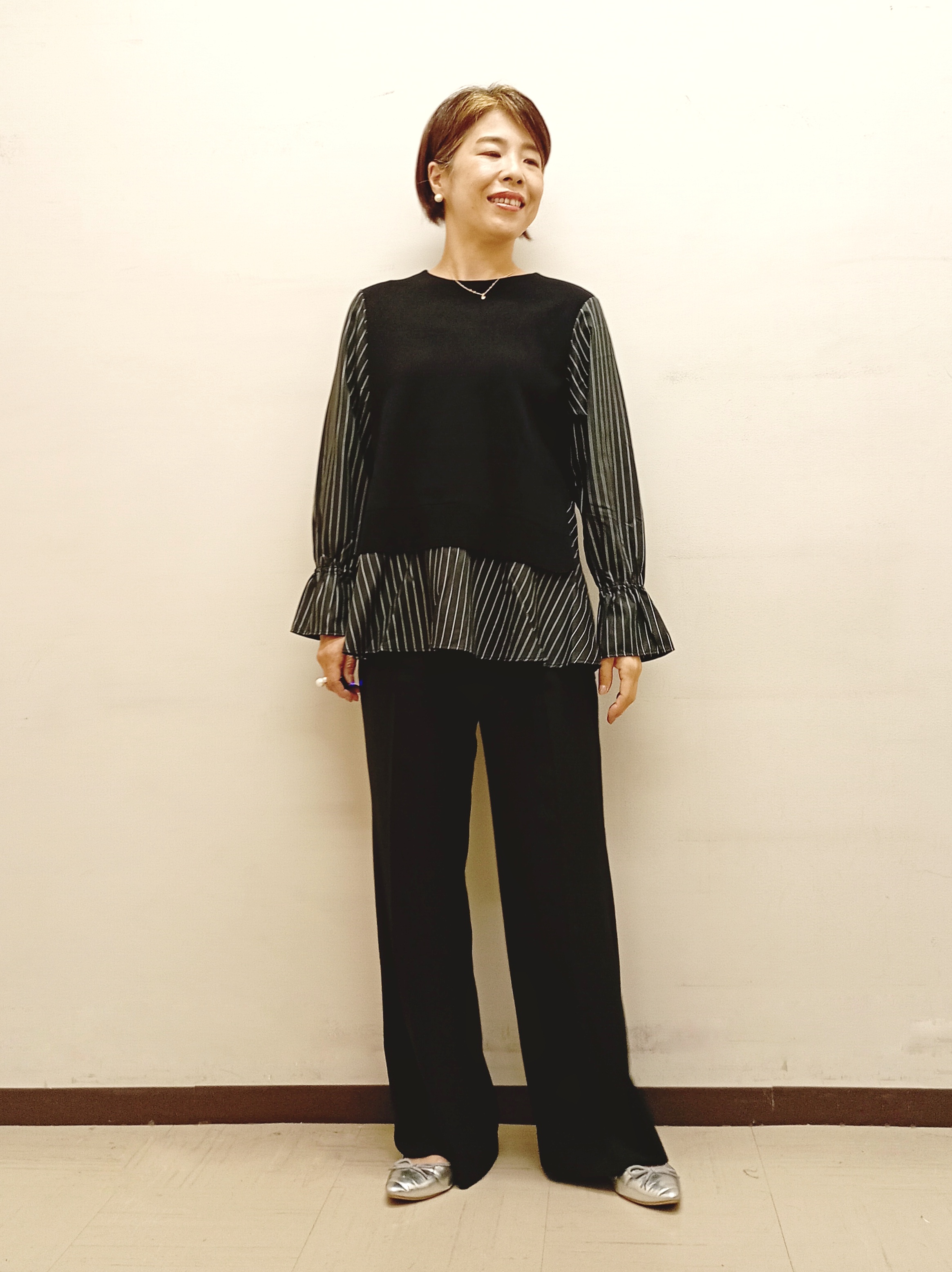 Kさんの「INDIVI｜【洗える／1枚でコーデ完成】重ね着風ニットトップス」を使ったコーディネート