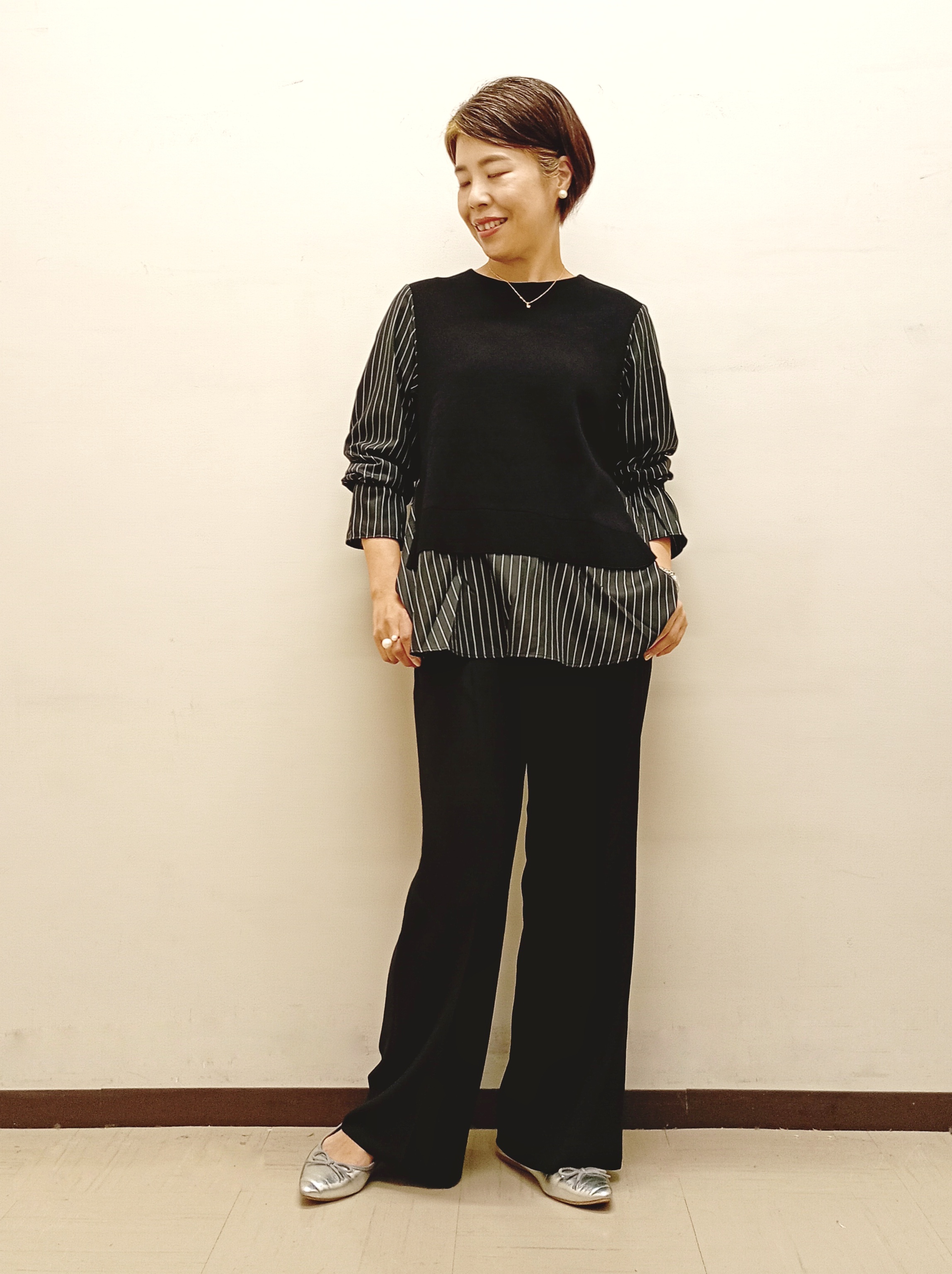 Kさんの「INDIVI｜【洗える／1枚でコーデ完成】重ね着風ニットトップス」を使ったコーディネート