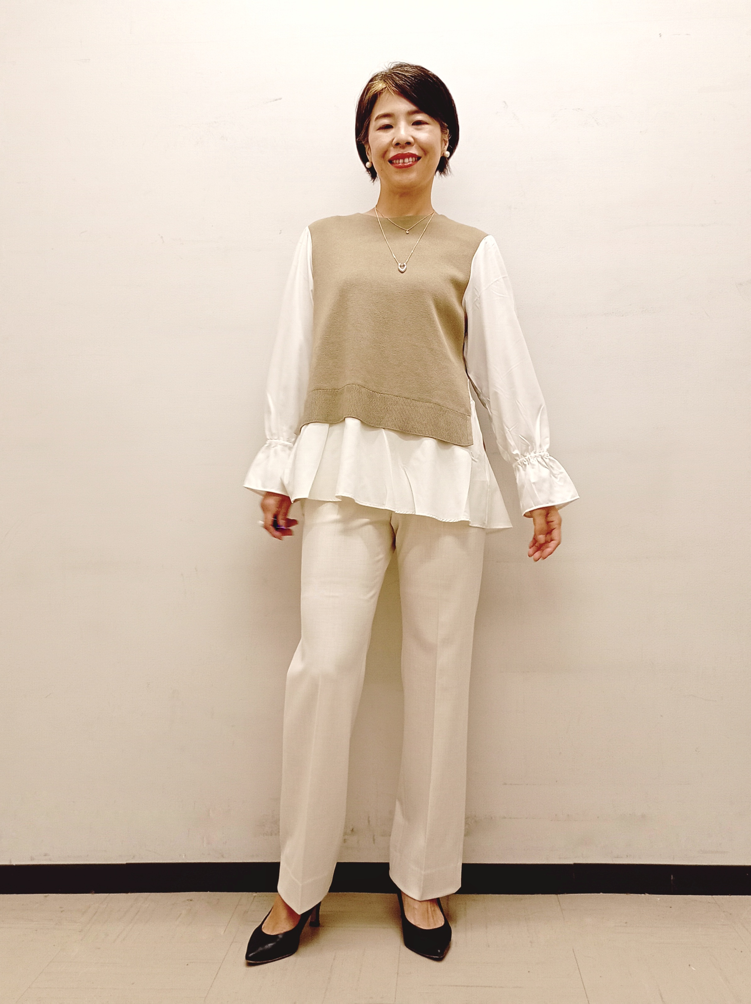 Kさんの「INDIVI｜【洗える／1枚でコーデ完成】重ね着風ニットトップス」を使ったコーディネート