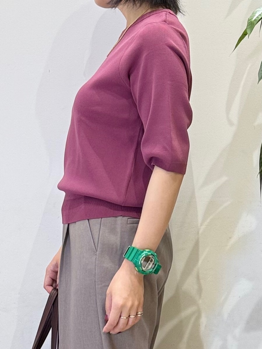 misakiさんの「SHOO･LA･RUE｜【ガンガン洗える/UV/毛玉になりにくい】二の腕見せない 5分袖ニット」を使ったコーディネート