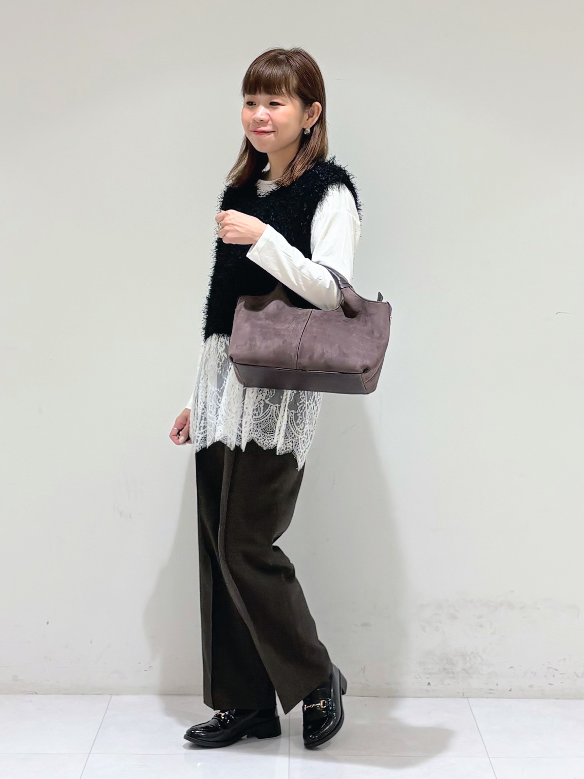 tsuyuさんの「INDIVI｜【華やか／着回し力◎】上品ツイードVネックジャケット」を使ったコーディネート