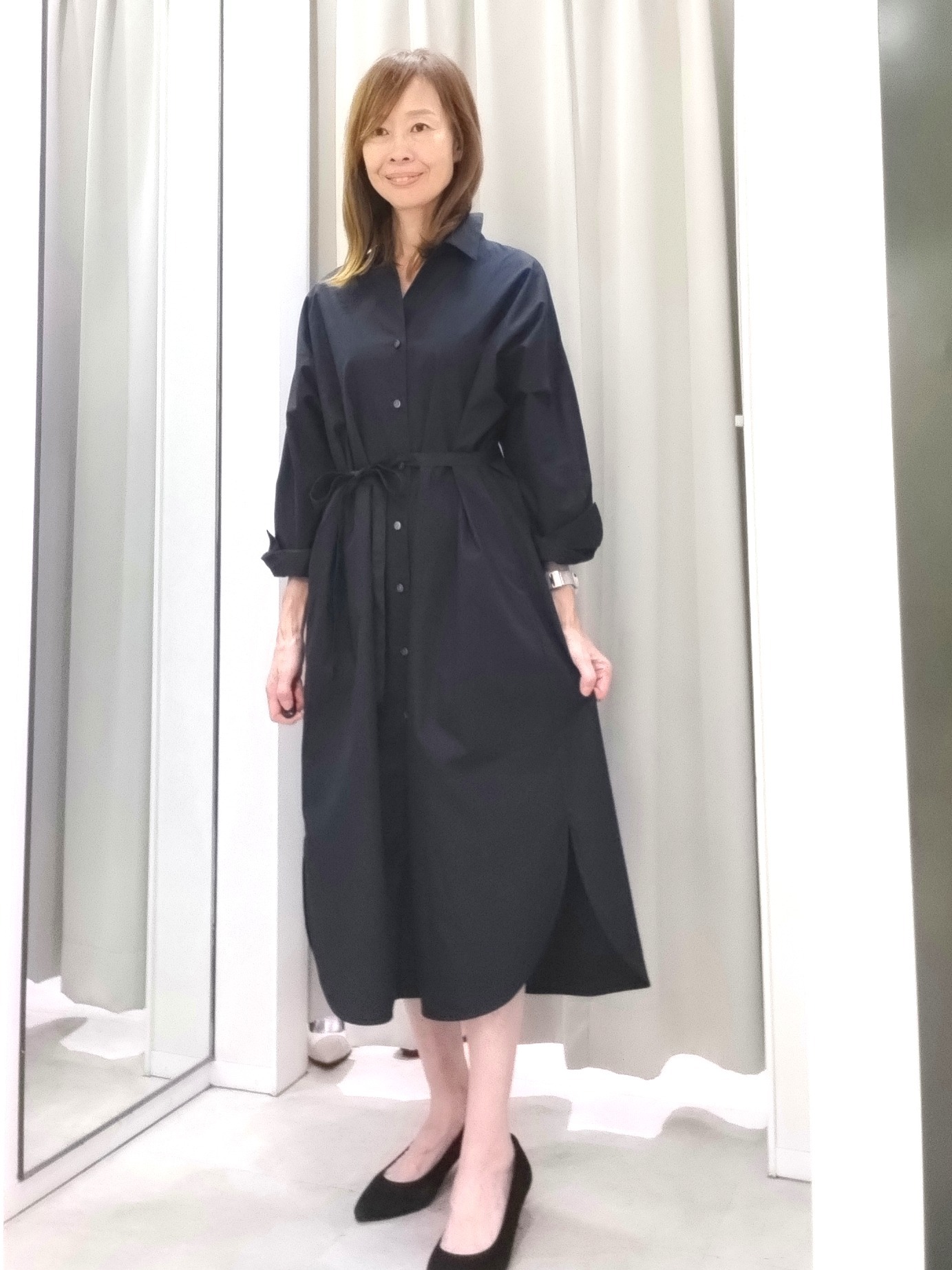 もりさんの「UNTITLED｜ロングシャツワンピース」を使ったコーディネート