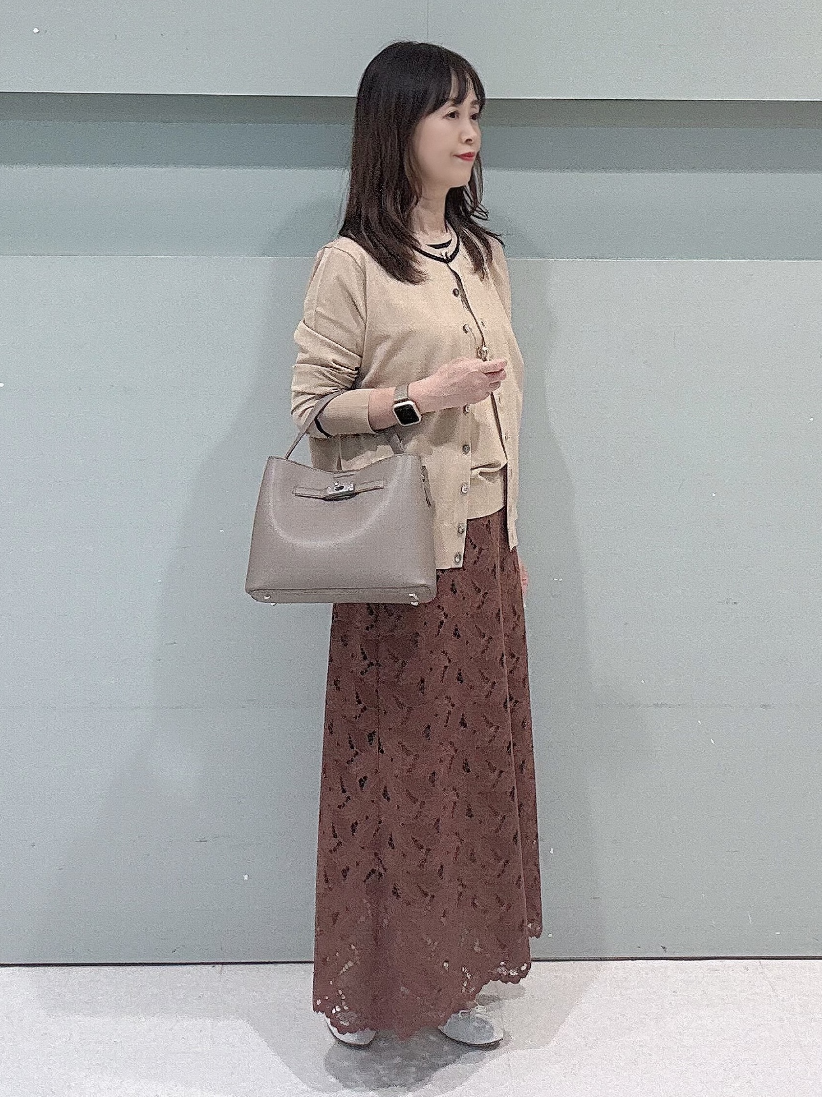 makiさんの「UNTITLED｜【アンサンブル可能/秋羽織り】コンパクトニットカーディガン」を使ったコーディネート