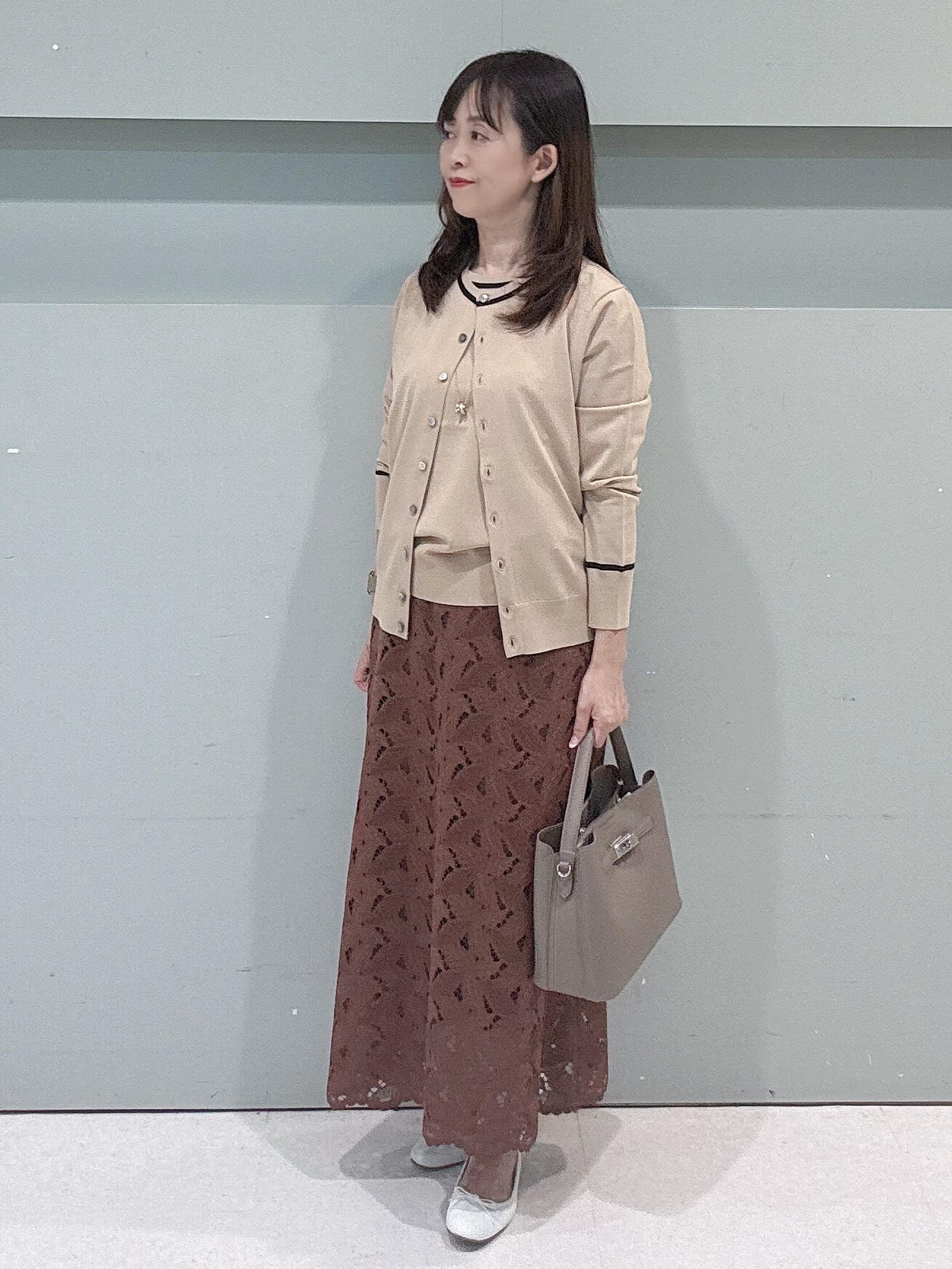 makiさんの「UNTITLED｜【アンサンブル可能/秋羽織り】コンパクトニットカーディガン」を使ったコーディネート