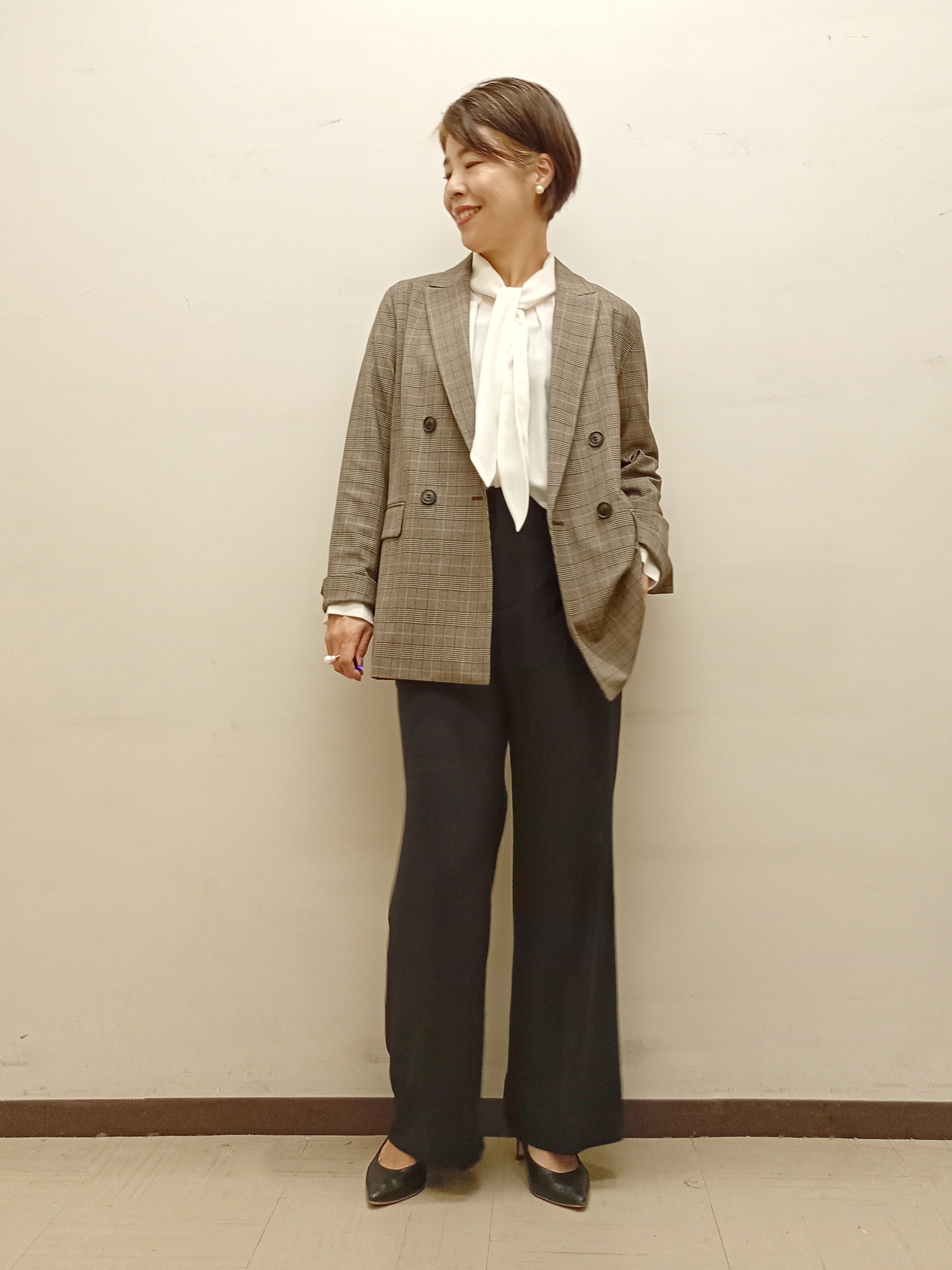 Kさんの「INDIVI｜【軽量／程よいシアー】ナロータイブラウス」を使ったコーディネート
