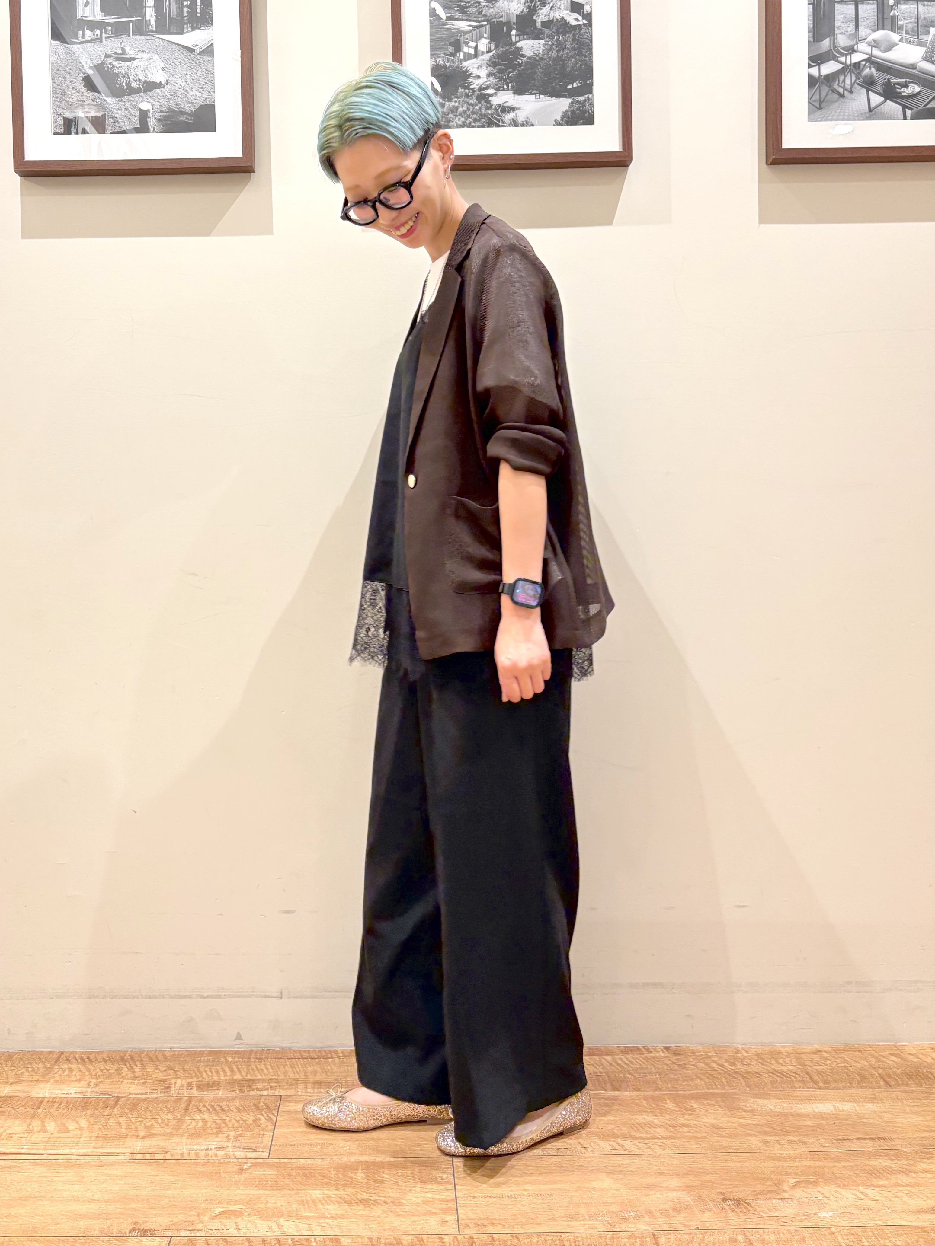 Ayumiさんの「SHOO･LA･RUE｜【通気性〇/セットアップ可/S-LL/洗濯機可】紫外線対策にも メッシュテーラードジャケット」を使ったコーディネート