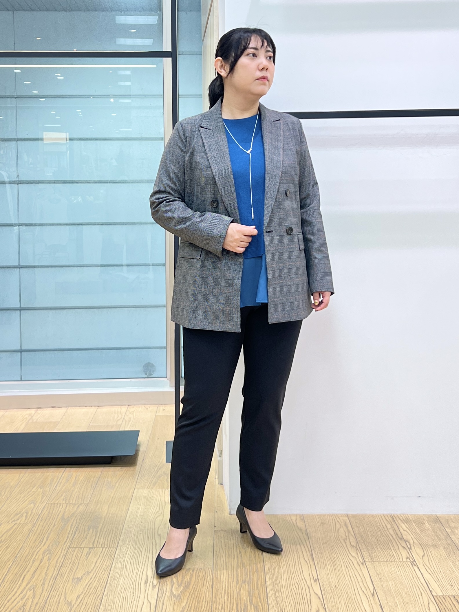 shimaさんの「INDIVI｜【洗濯機OK／ストレッチ◎】秋はじめのダブルジャケット」を使ったコーディネート
