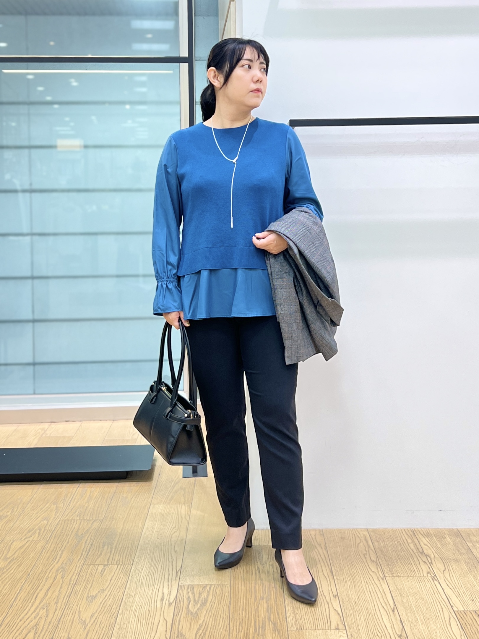 shimaさんの「INDIVI｜【洗濯機OK／ストレッチ◎】秋はじめのダブルジャケット」を使ったコーディネート