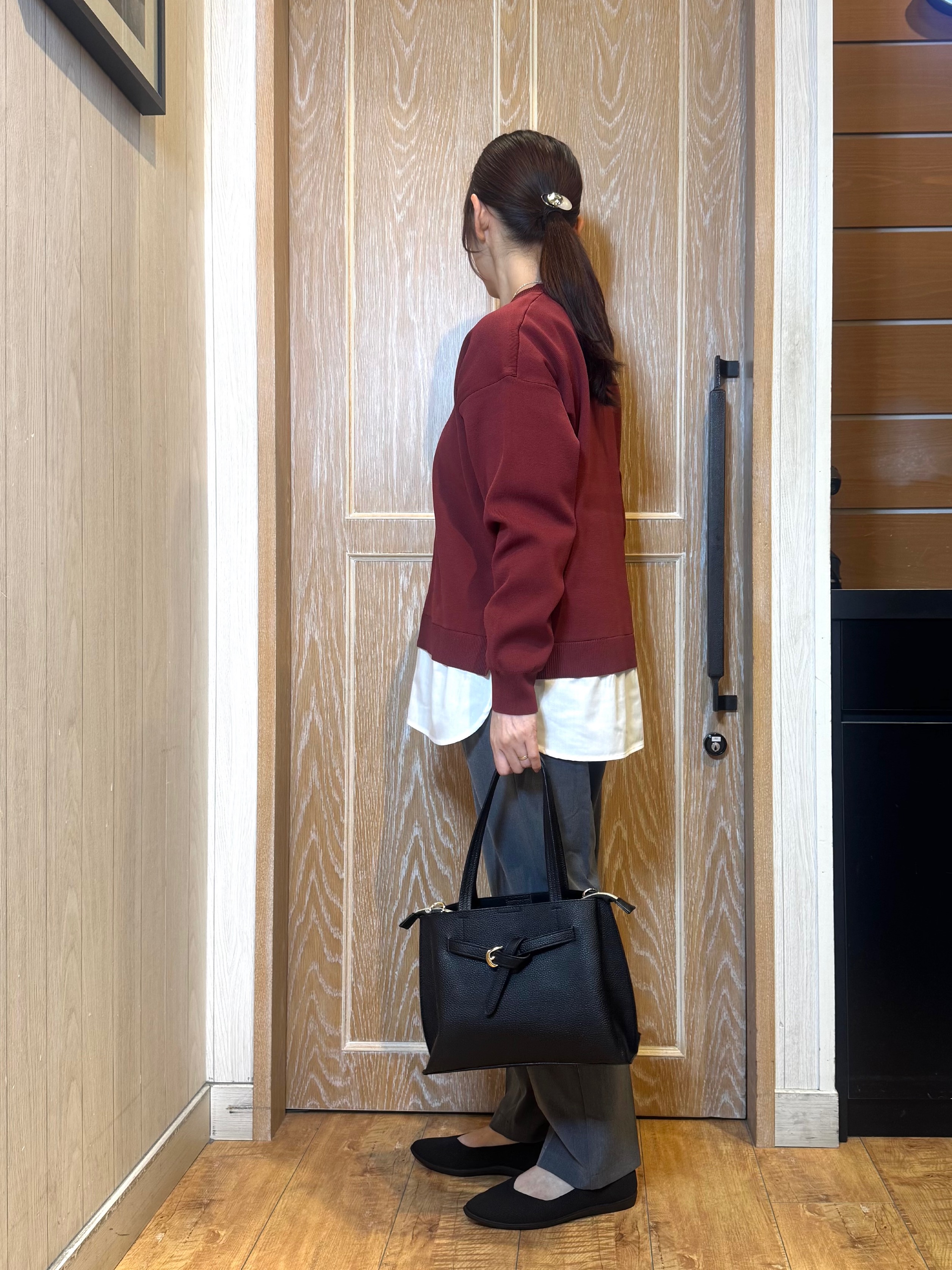 KAORIさんの「SHOO･LA･RUE｜【S-LL】着るだけできまる シャツレイヤード風 スポンディッシュニット」を使ったコーディネート