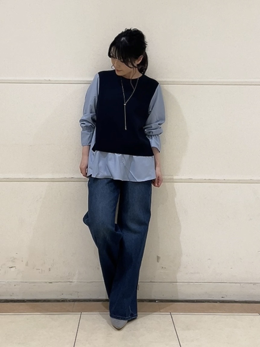 watanabeさんの「UNTITLED｜【洗える／1枚でコーデ完成】重ね着風ニットトップス」を使ったコーディネート