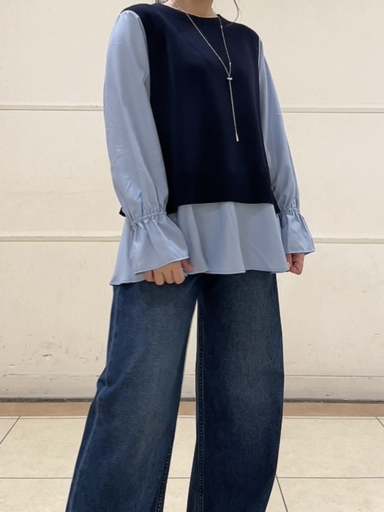 watanabeさんの「UNTITLED｜【洗える／1枚でコーデ完成】重ね着風ニットトップス」を使ったコーディネート