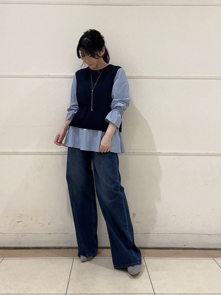 watanabeさんの「UNTITLED｜【洗える／1枚でコーデ完成】重ね着風ニットトップス」を使ったコーディネート