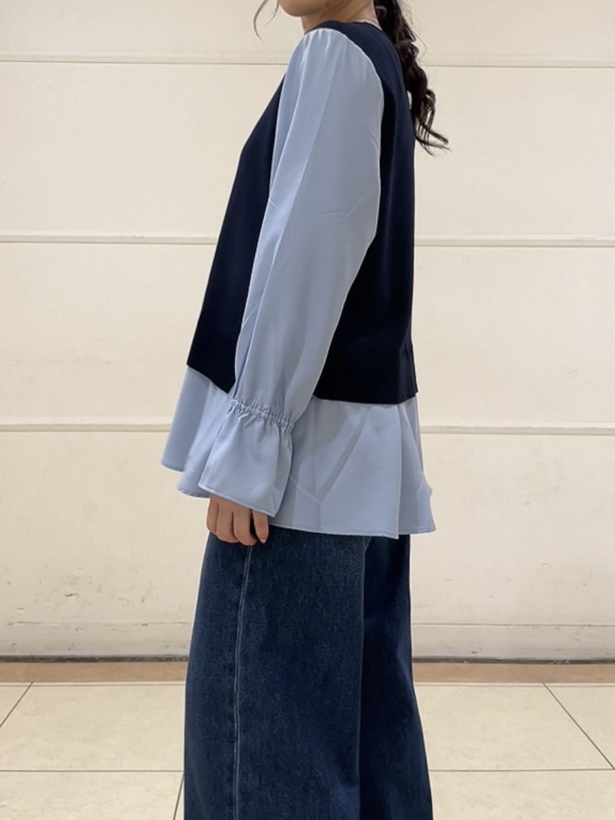 watanabeさんの「UNTITLED｜【洗える／1枚でコーデ完成】重ね着風ニットトップス」を使ったコーディネート