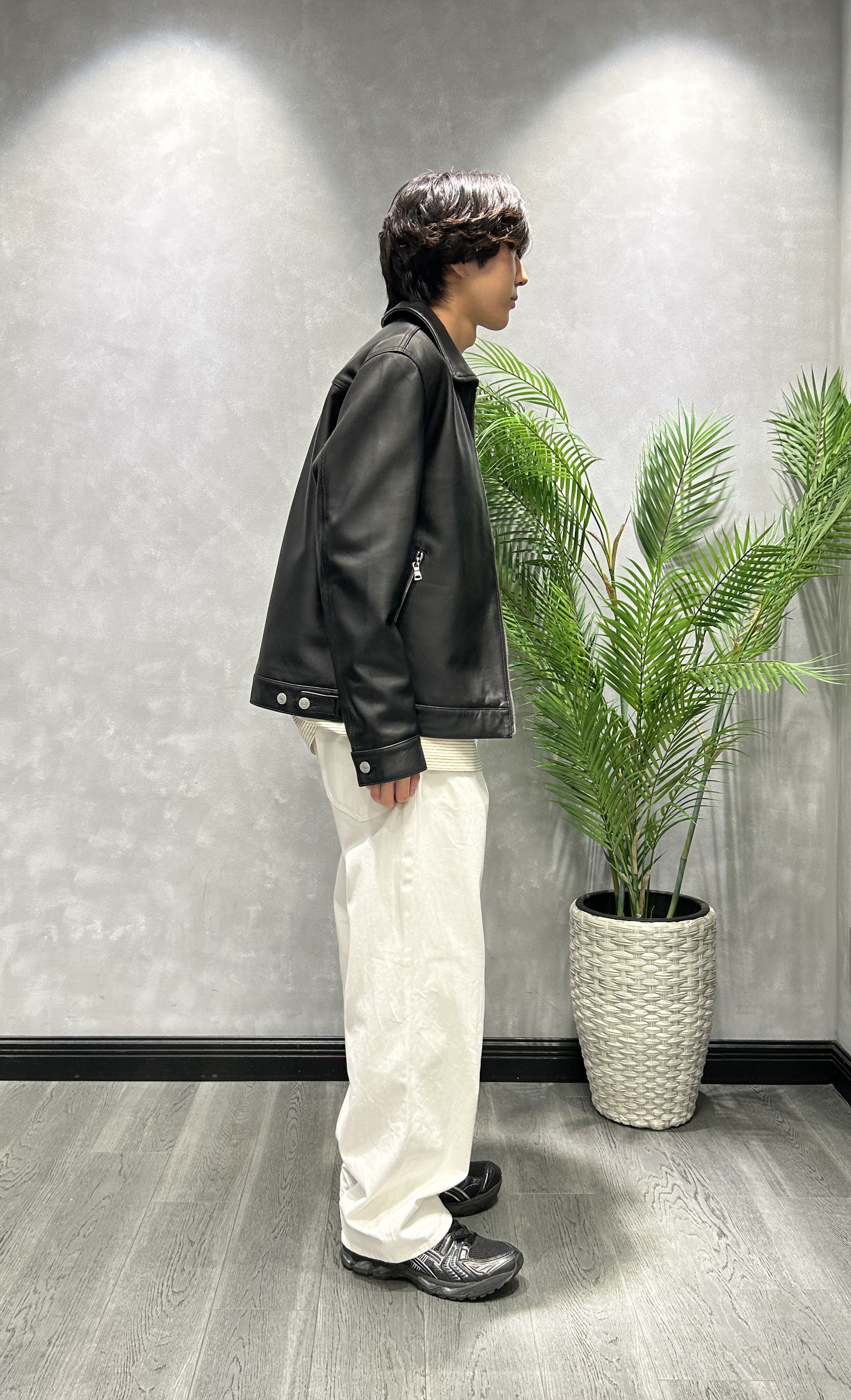 ruiさんの「TAKEO KIKUCHI｜【BOWLER HAT LABEL】シングルレザーライダースジャケット」を使ったコーディネート