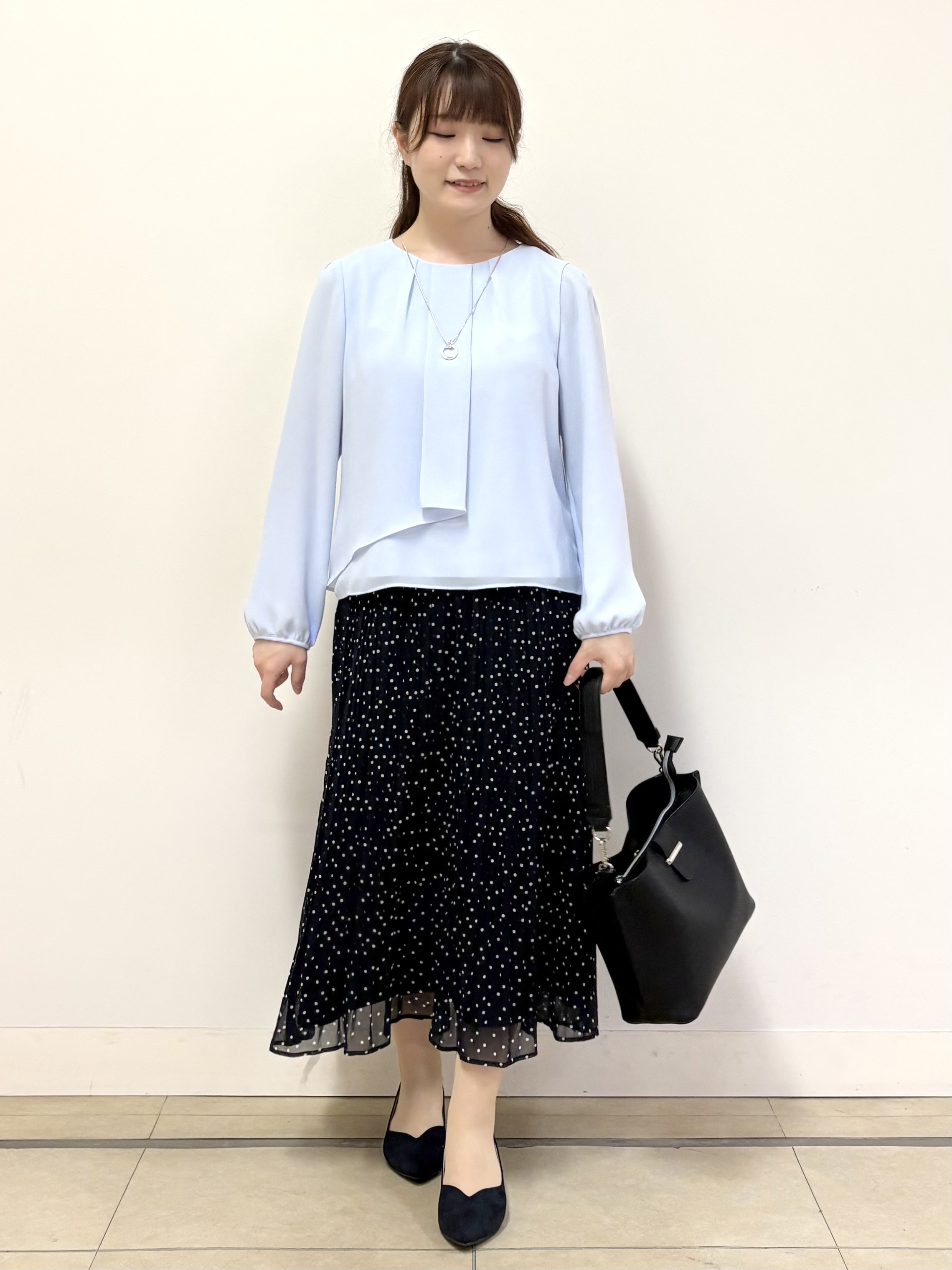 mikiさんの「Reflect｜【SS-4Lサイズ／通勤／セレモニー】クルーネック シフォンブラウス」を使ったコーディネート