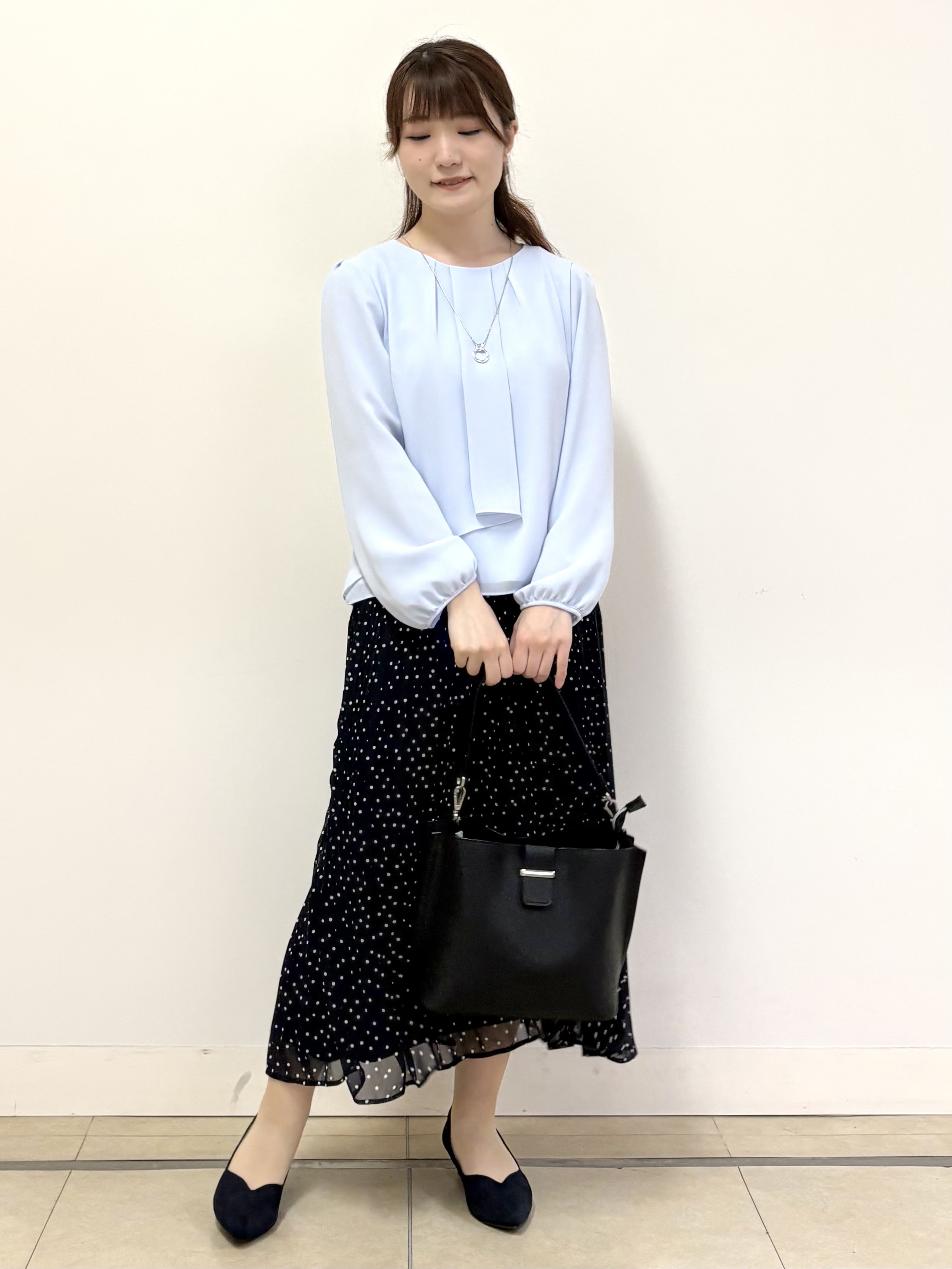mikiさんの「Reflect｜【SS-4Lサイズ／通勤／セレモニー】クルーネック シフォンブラウス」を使ったコーディネート