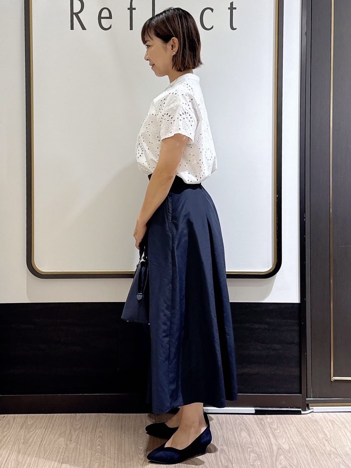 nekoさんの「Reflect｜【通勤◎】カットワーク刺繍レース シャツブラウス」を使ったコーディネート