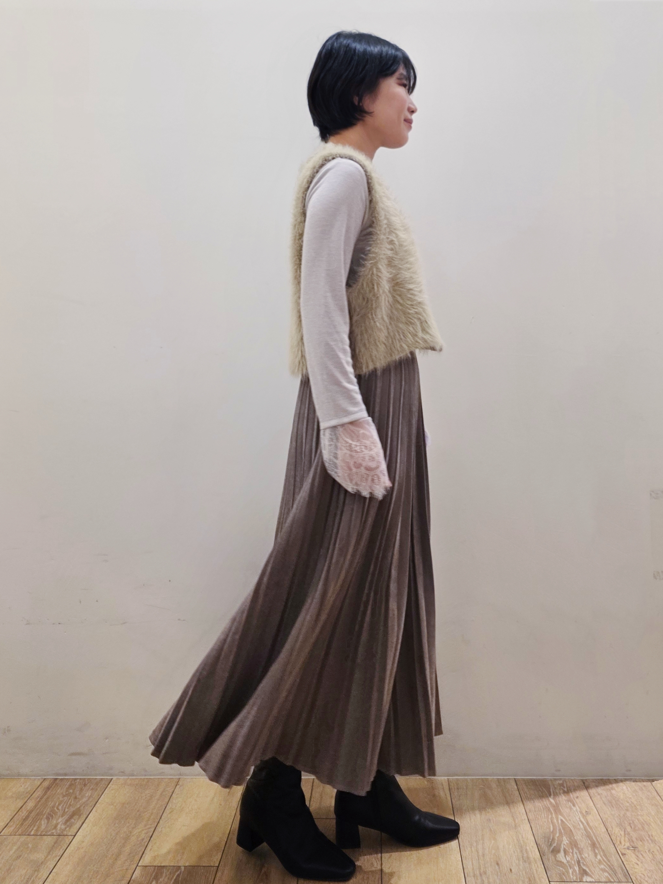 yuyuさんの「OPAQUE.CLIP｜シャギーニット ベスト【洗濯機OK】」を使ったコーディネート
