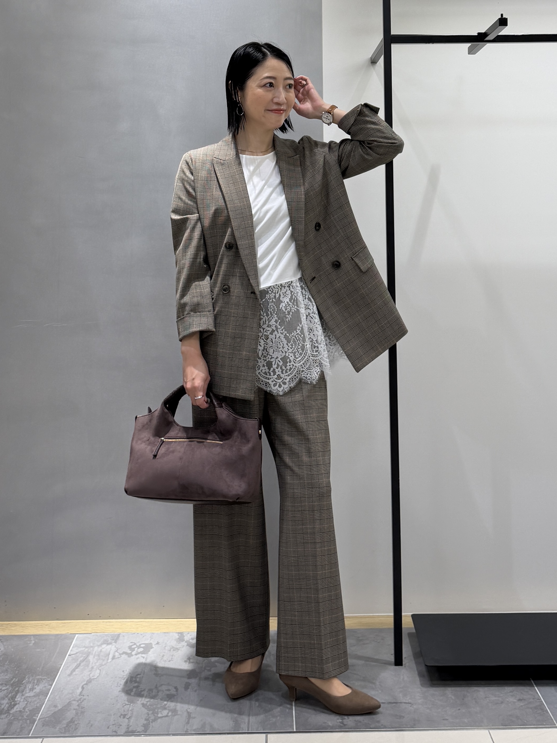 shihoさんの「INDIVI｜【洗濯機OK／ストレッチ◎】秋はじめのダブルジャケット」を使ったコーディネート