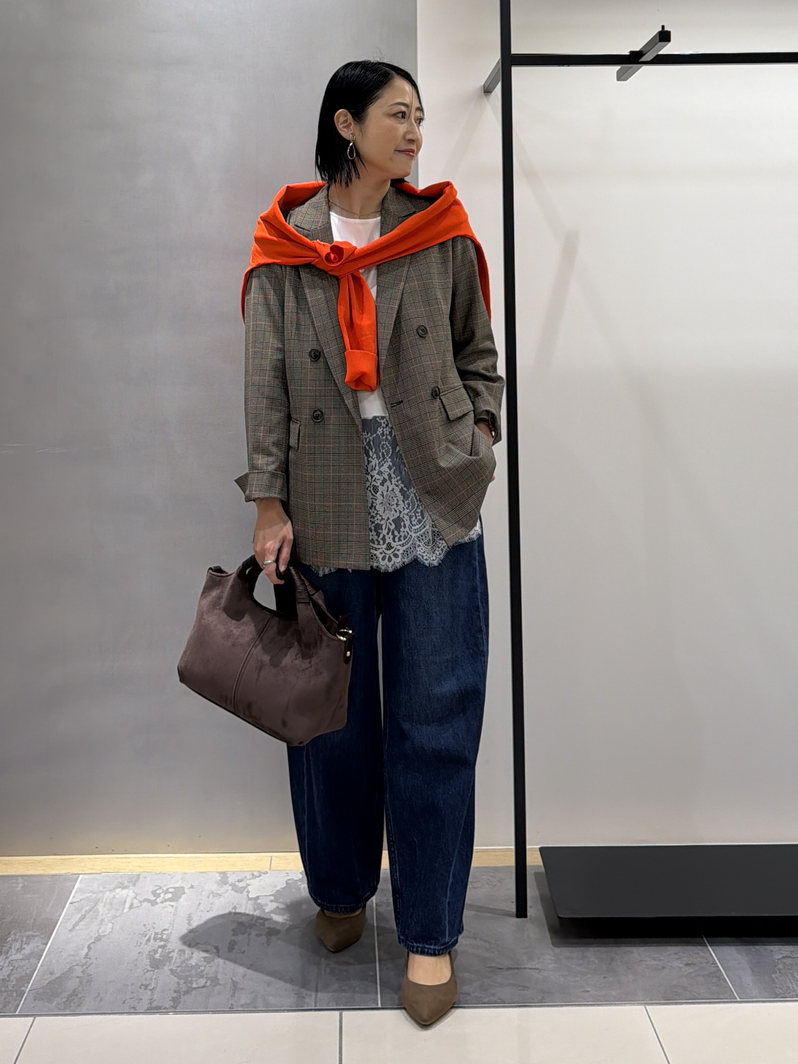 shihoさんの「INDIVI｜【洗濯機OK／ストレッチ◎】秋はじめのダブルジャケット」を使ったコーディネート