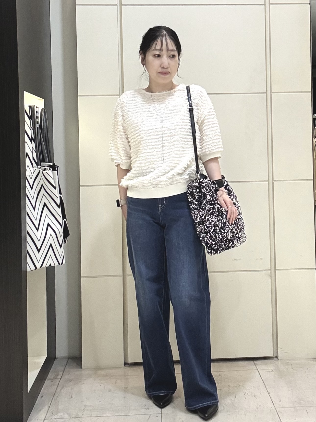 mori.さんの「UNTITLED｜【秋映え/体型カバー】フェザージャガードプルオーバー」を使ったコーディネート