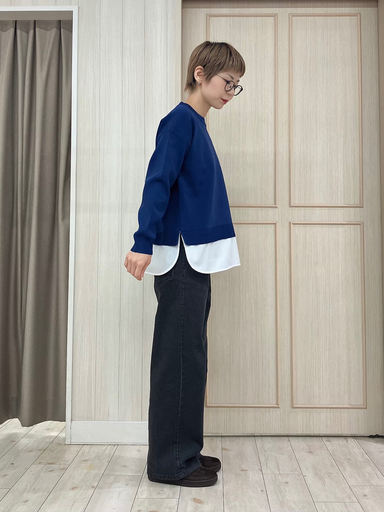 Turnerさんの「SHOO･LA･RUE｜【S-LL】着るだけできまる シャツレイヤード風 スポンディッシュニット」を使ったコーディネート