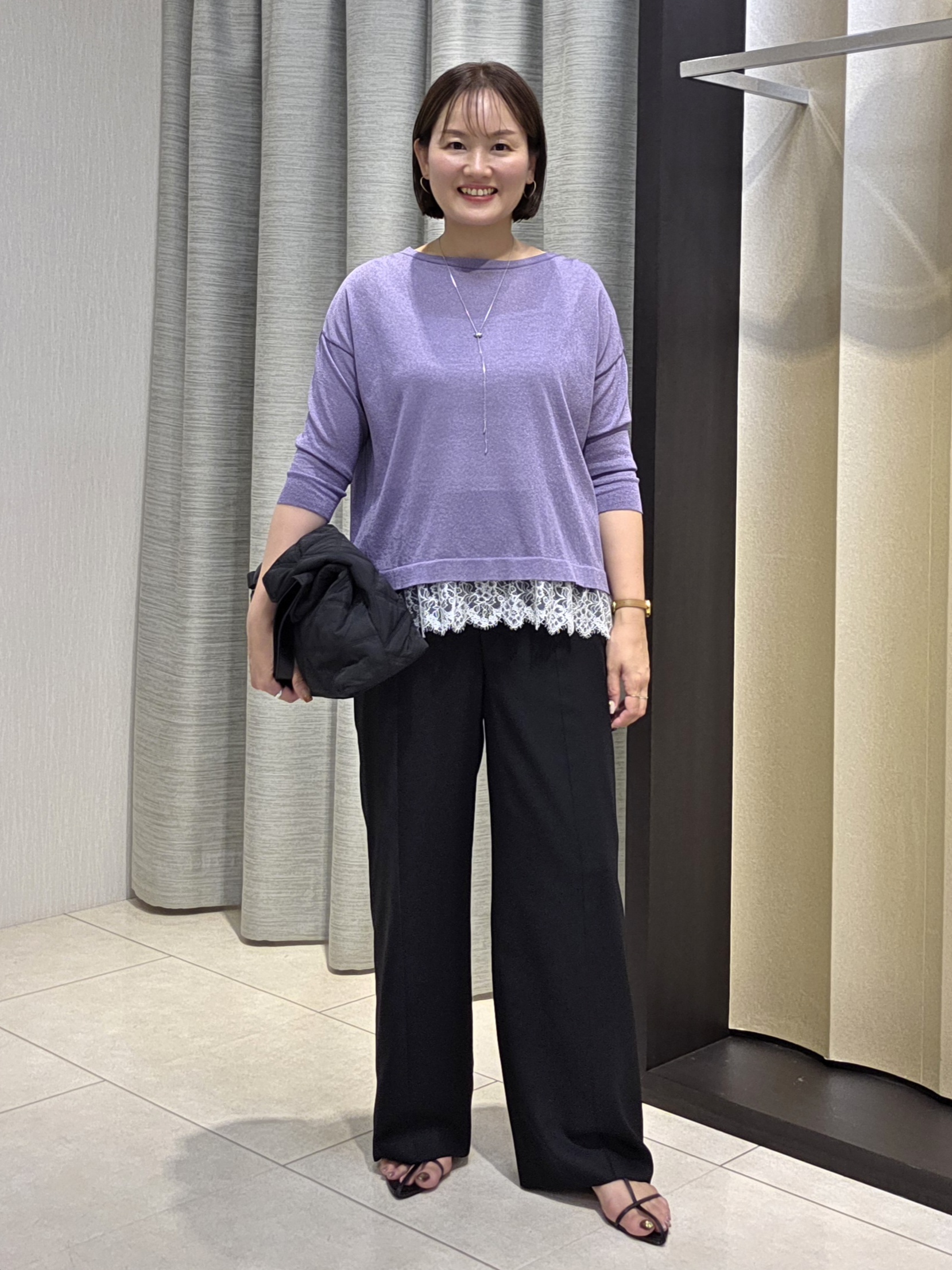 naokoさんの「UNTITLED｜【一枚で着映え】レースドッキングニットプルオーバー」を使ったコーディネート