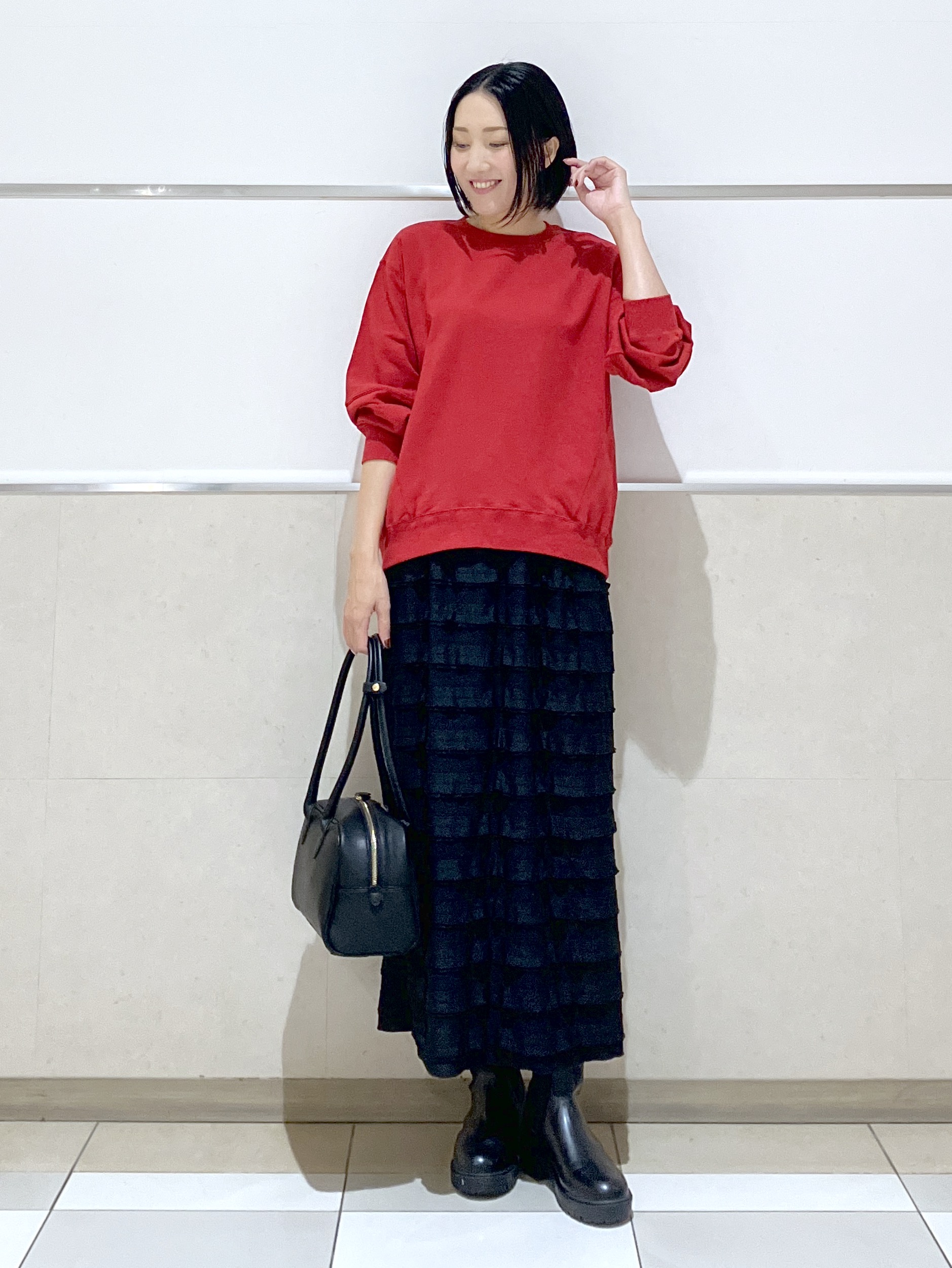 eriko さんの「Dessin｜【洗える/6色展開】フォルムスリーブミニ裏毛 プルオーバー」を使ったコーディネート