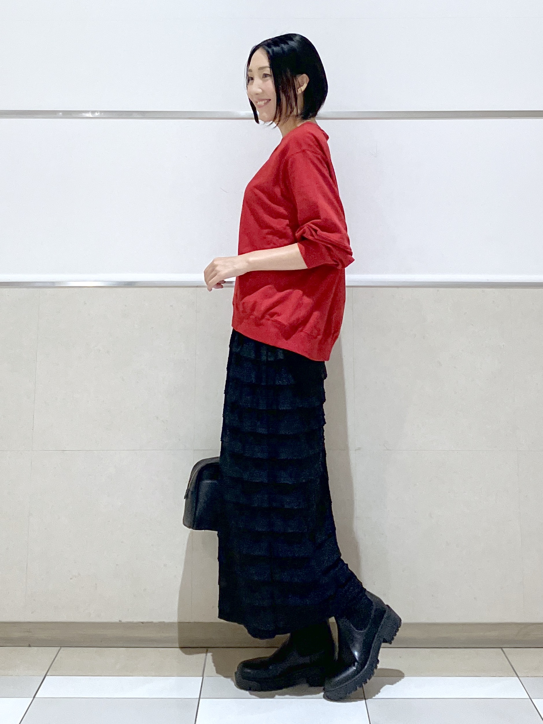 eriko さんの「Dessin｜【洗える/6色展開】フォルムスリーブミニ裏毛 プルオーバー」を使ったコーディネート