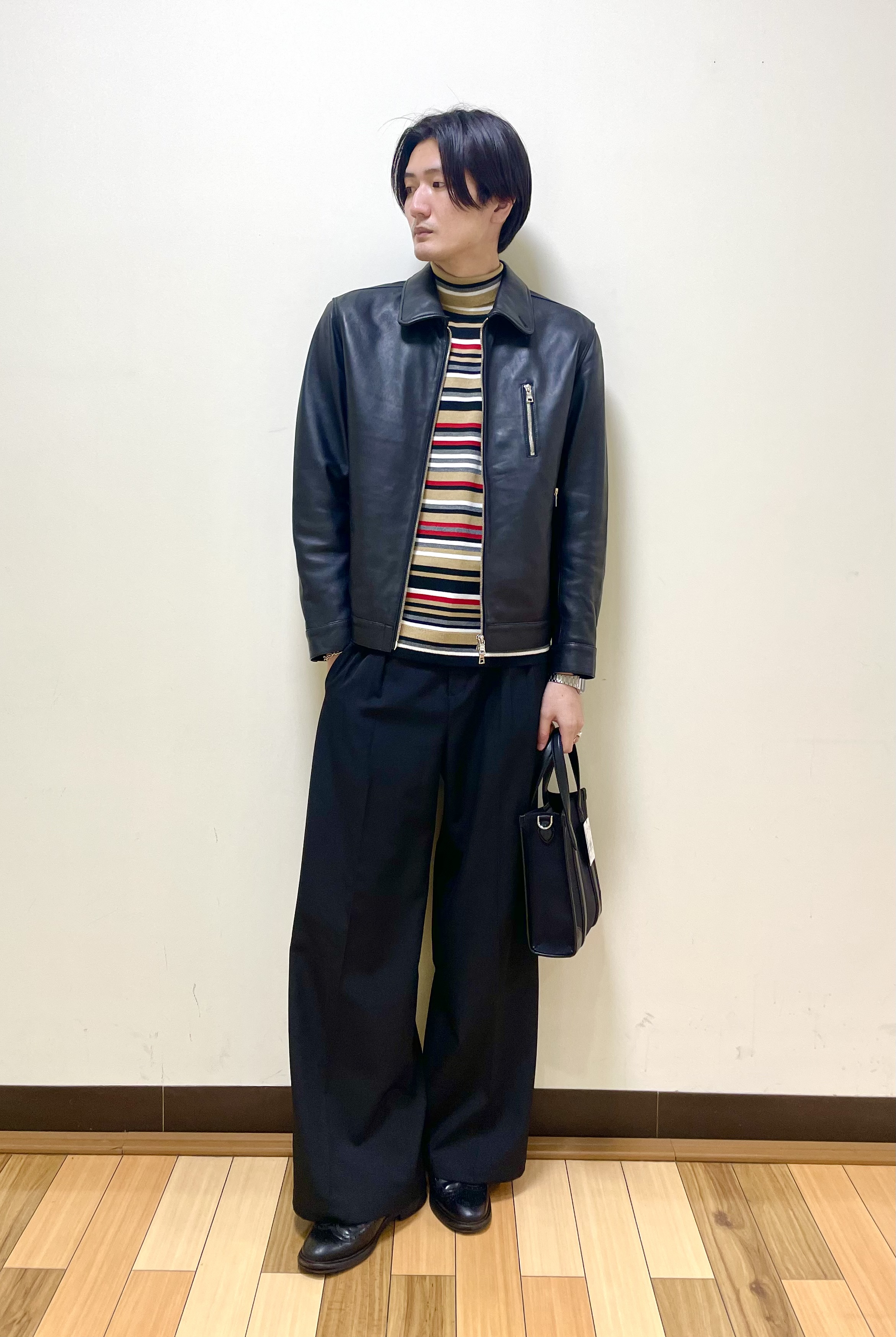 Seiyaさんの「TAKEO KIKUCHI｜【BOWLER HAT LABEL】シングルレザーライダースジャケット」を使ったコーディネート
