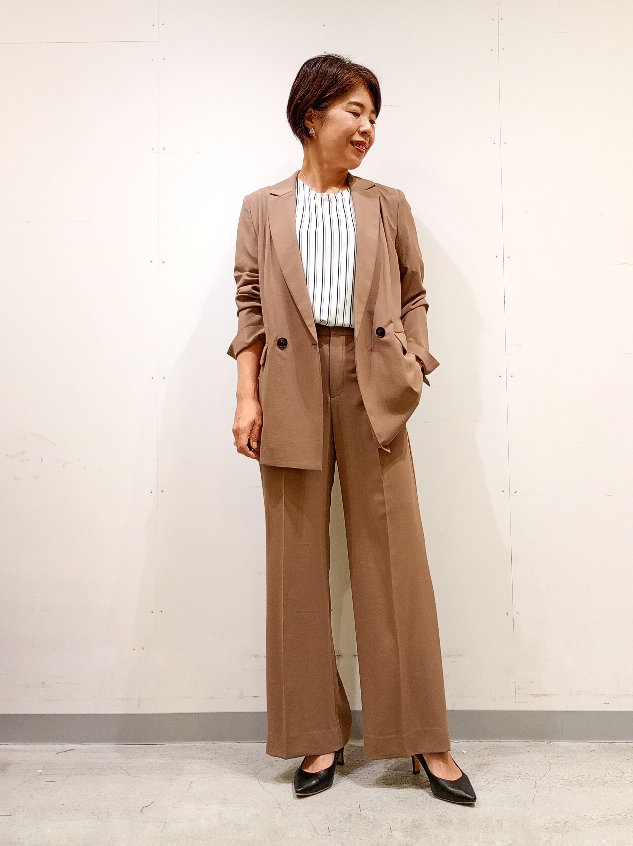 Kさんの「INDIVI｜【洗える／1枚でコーデ完成】重ね着風ニットトップス」を使ったコーディネート