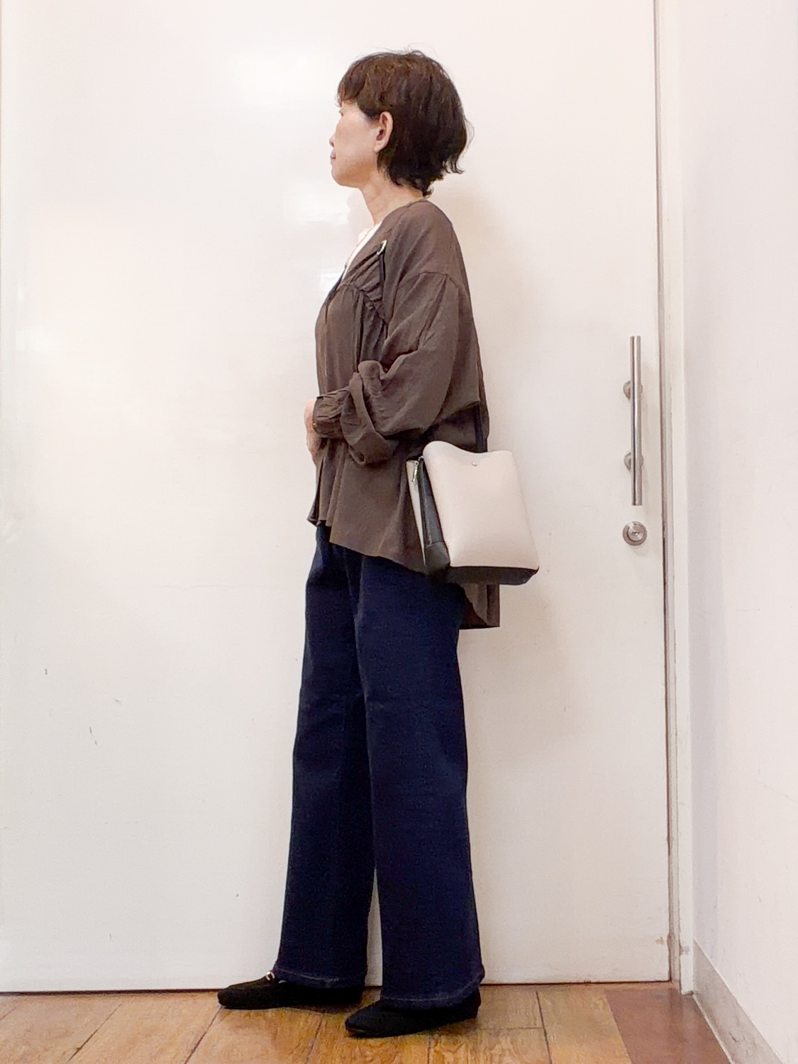 みぃさんの「SHOO･LA･RUE｜【S-LL/洗濯機可】着痩せシルエット シャーリングシャツカーディガン」を使ったコーディネート