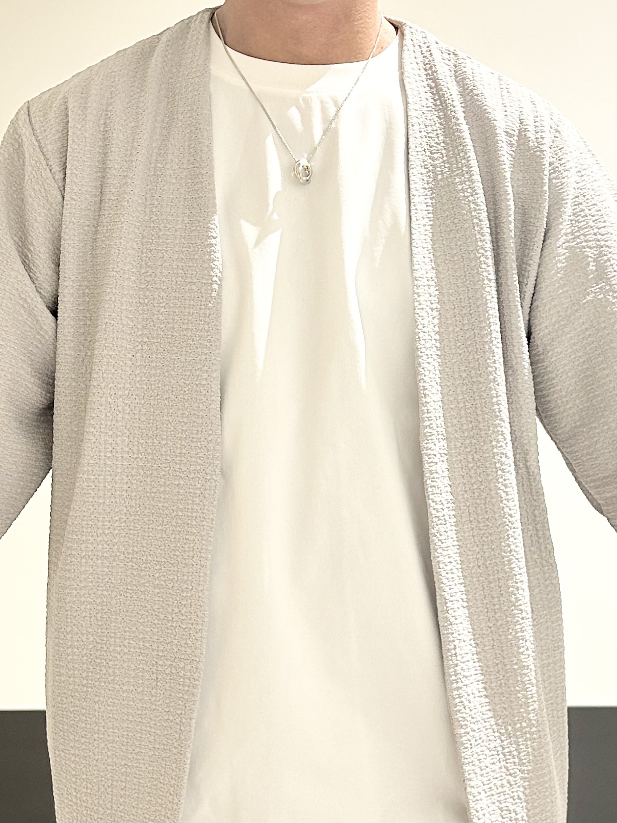KENJI Iさんの「THE SHOP TK｜【半袖Tシャツ付き／洗濯機OK】アンサンブル 長袖カーディガン」を使ったコーディネート