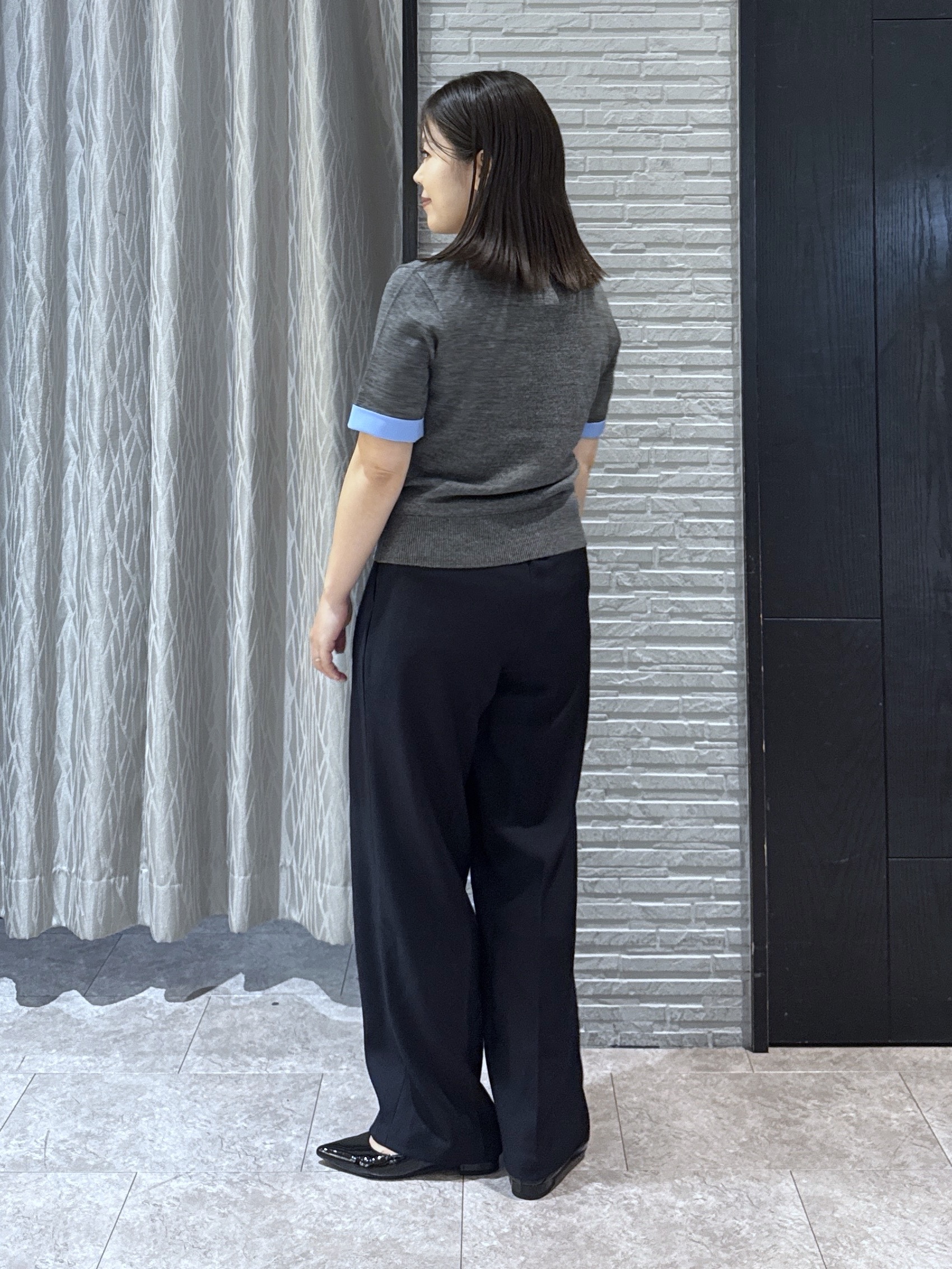 chさんの「THE SHOP TK｜POLO BCS/アーガイル5分袖ニット」を使ったコーディネート