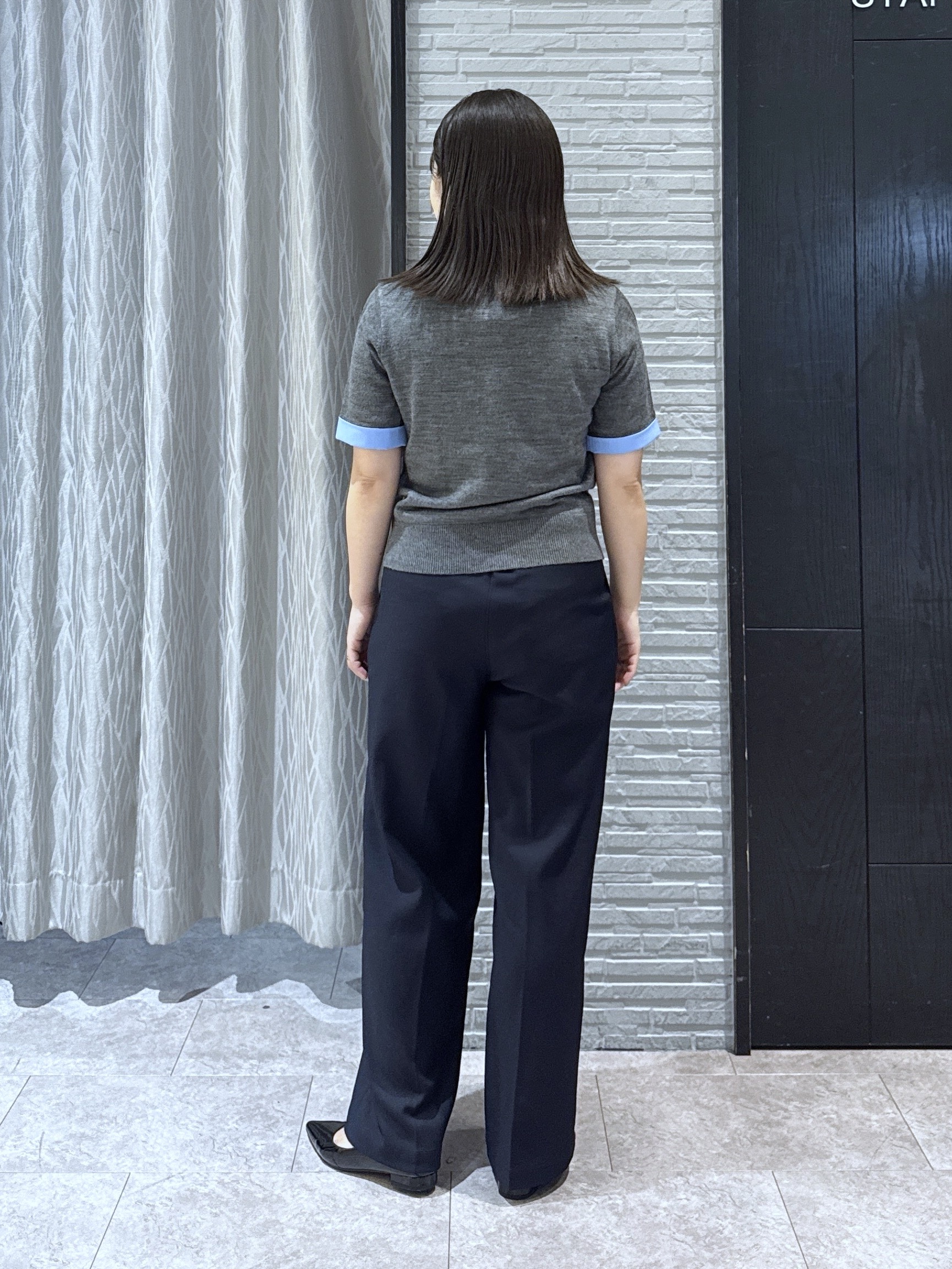 chさんの「THE SHOP TK｜POLO BCS/アーガイル5分袖ニット」を使ったコーディネート