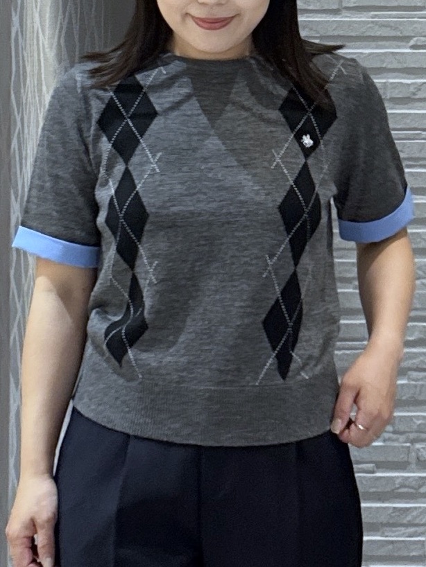 chさんの「THE SHOP TK｜POLO BCS/アーガイル5分袖ニット」を使ったコーディネート