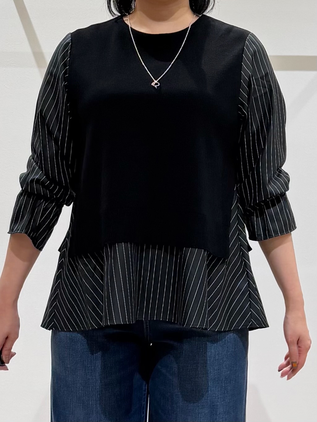 TOMOMIさんの「UNTITLED｜【洗える／1枚でコーデ完成】重ね着風ニットトップス」を使ったコーディネート