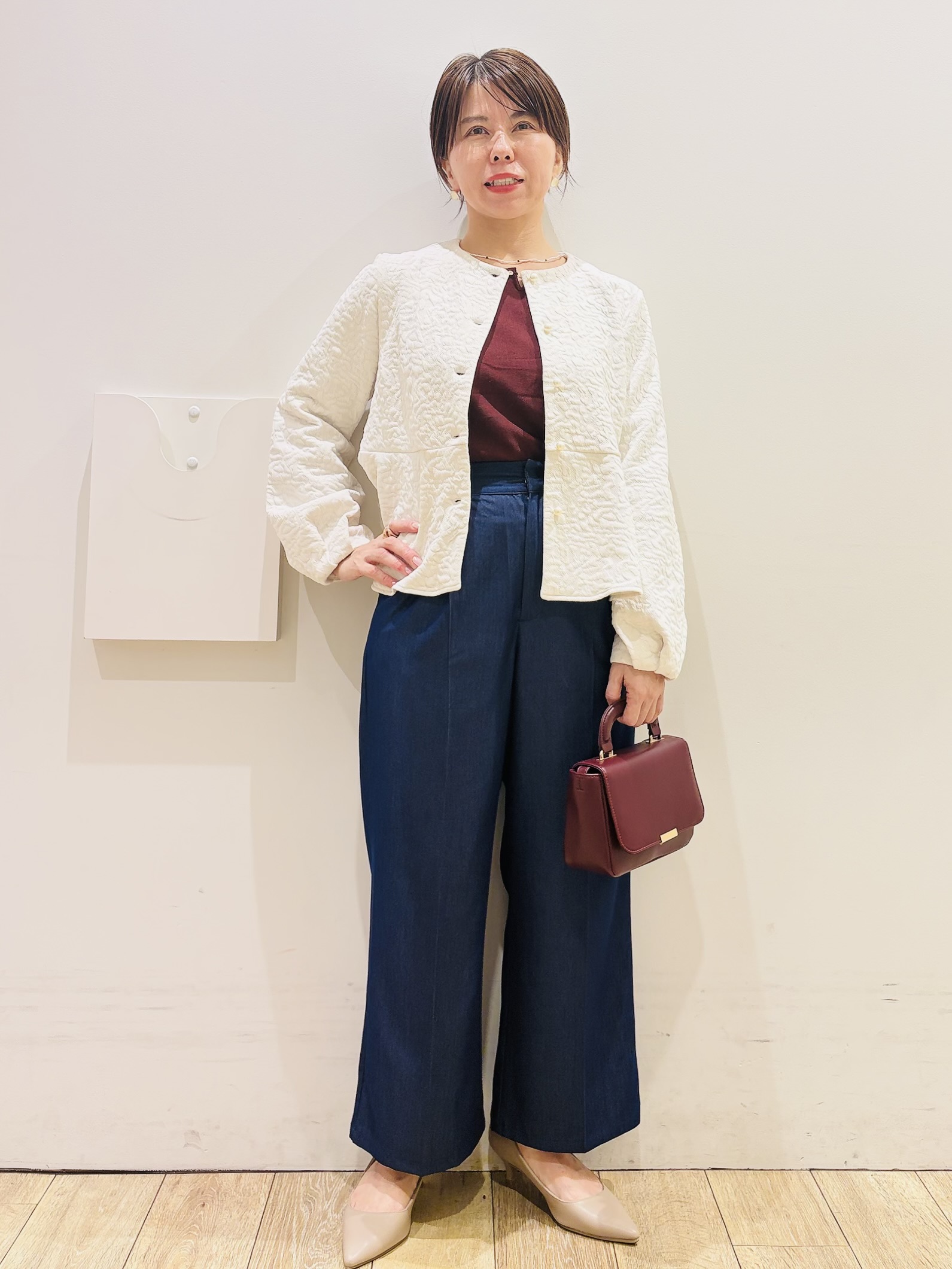 YUKOさんの「index｜ジャカードノーカラーブルゾン【洗濯機OK】」を使ったコーディネート