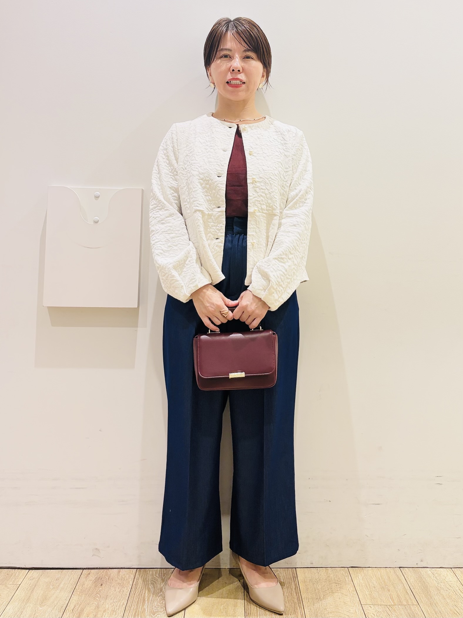 YUKOさんの「index｜ジャカードノーカラーブルゾン【洗濯機OK】」を使ったコーディネート