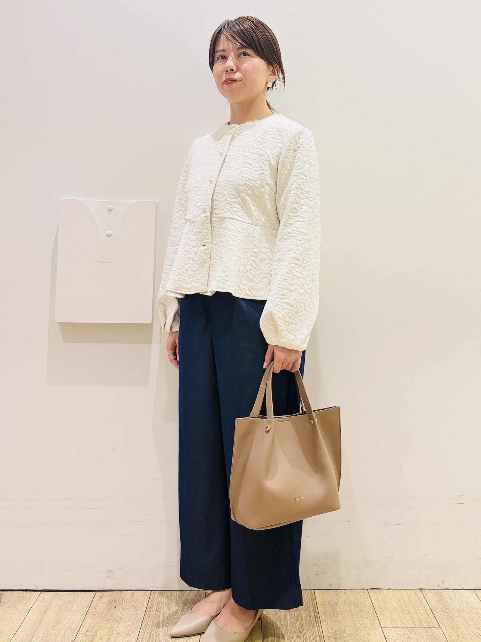 YUKOさんの「index｜ジャカードノーカラーブルゾン【洗濯機OK】」を使ったコーディネート