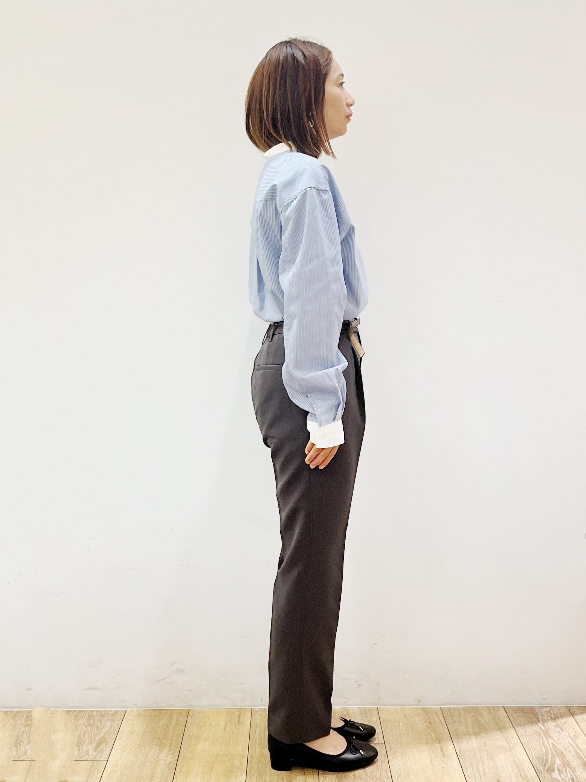 kcさんの「OPAQUE.CLIP｜【接触冷感／UVケア】ダブルストライプシャツ《洗濯機OK》」を使ったコーディネート