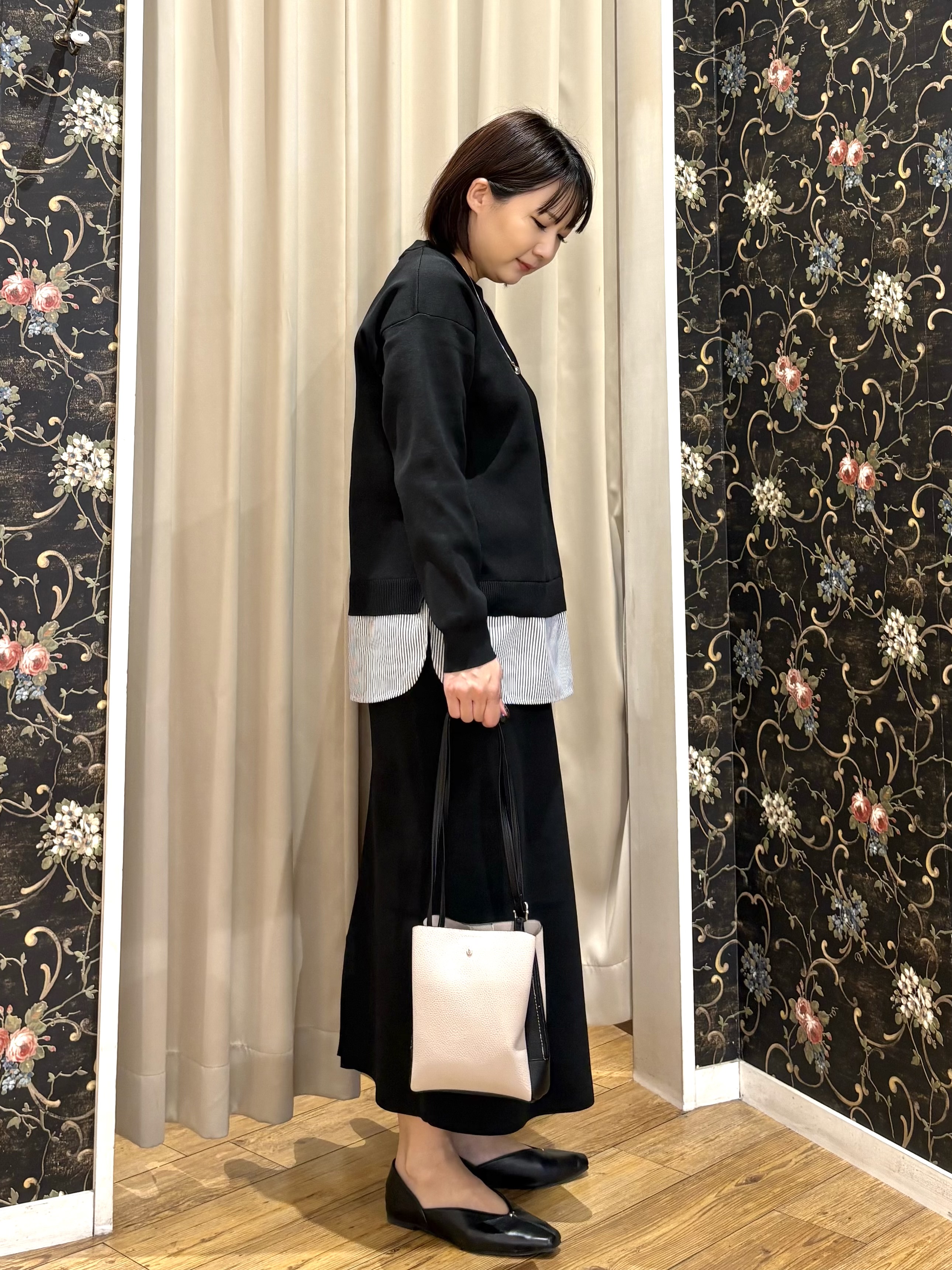 ネリさんの「SHOO･LA･RUE｜【S-LL】着るだけできまる シャツレイヤード風 スポンディッシュニット」を使ったコーディネート