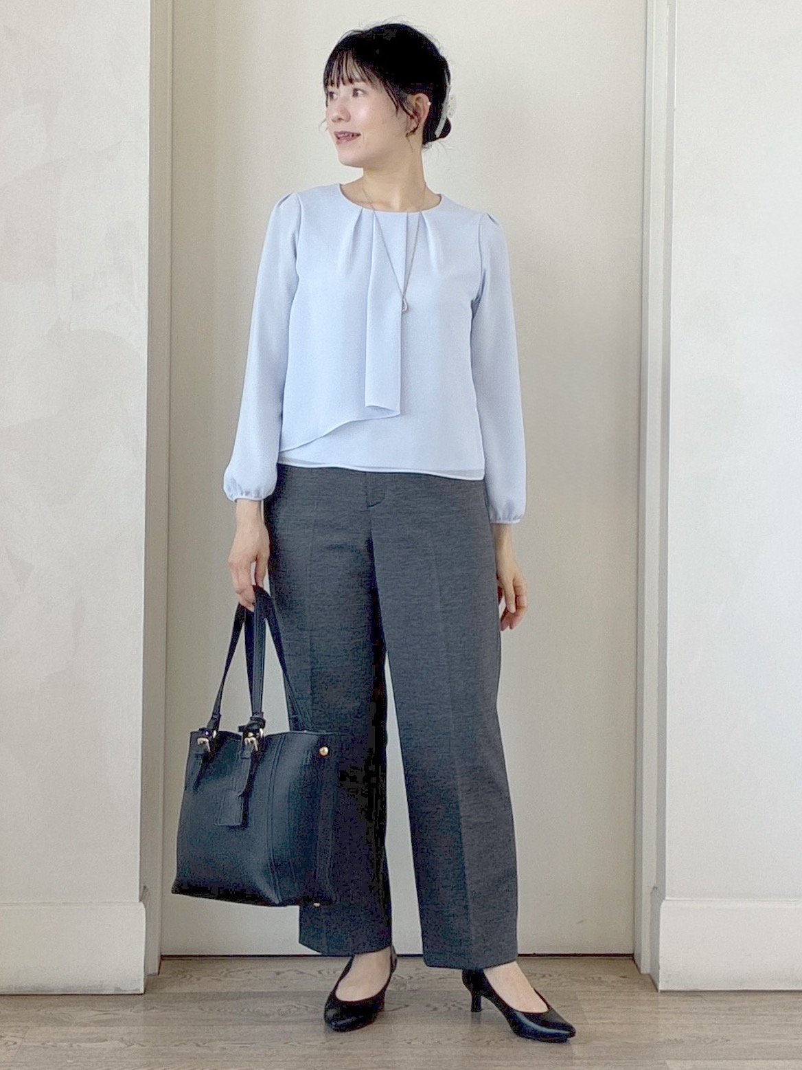  beni_gingerさんの「Reflect｜【SS-4Lサイズ／通勤／セレモニー】クルーネック シフォンブラウス」を使ったコーディネート